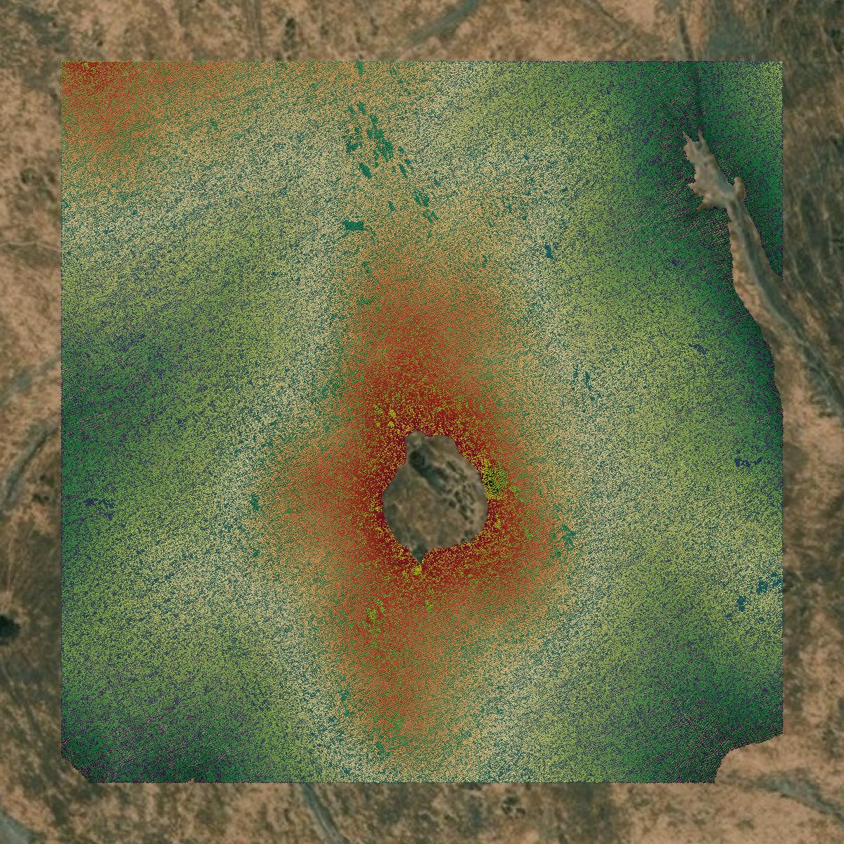 This image shows a LiDAR point cloud in Mariposa County created using GIS data in Equator.