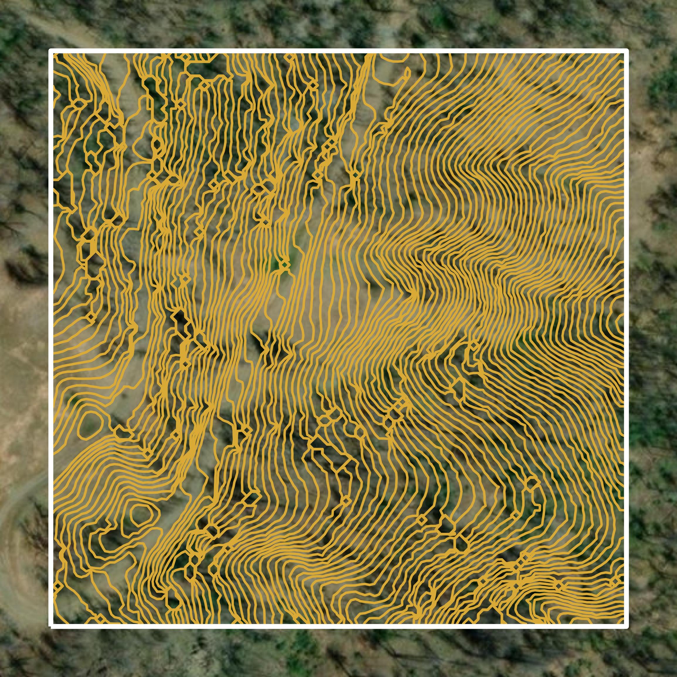 This image shows a contour map in Mendocino County created using GIS data in Equator.