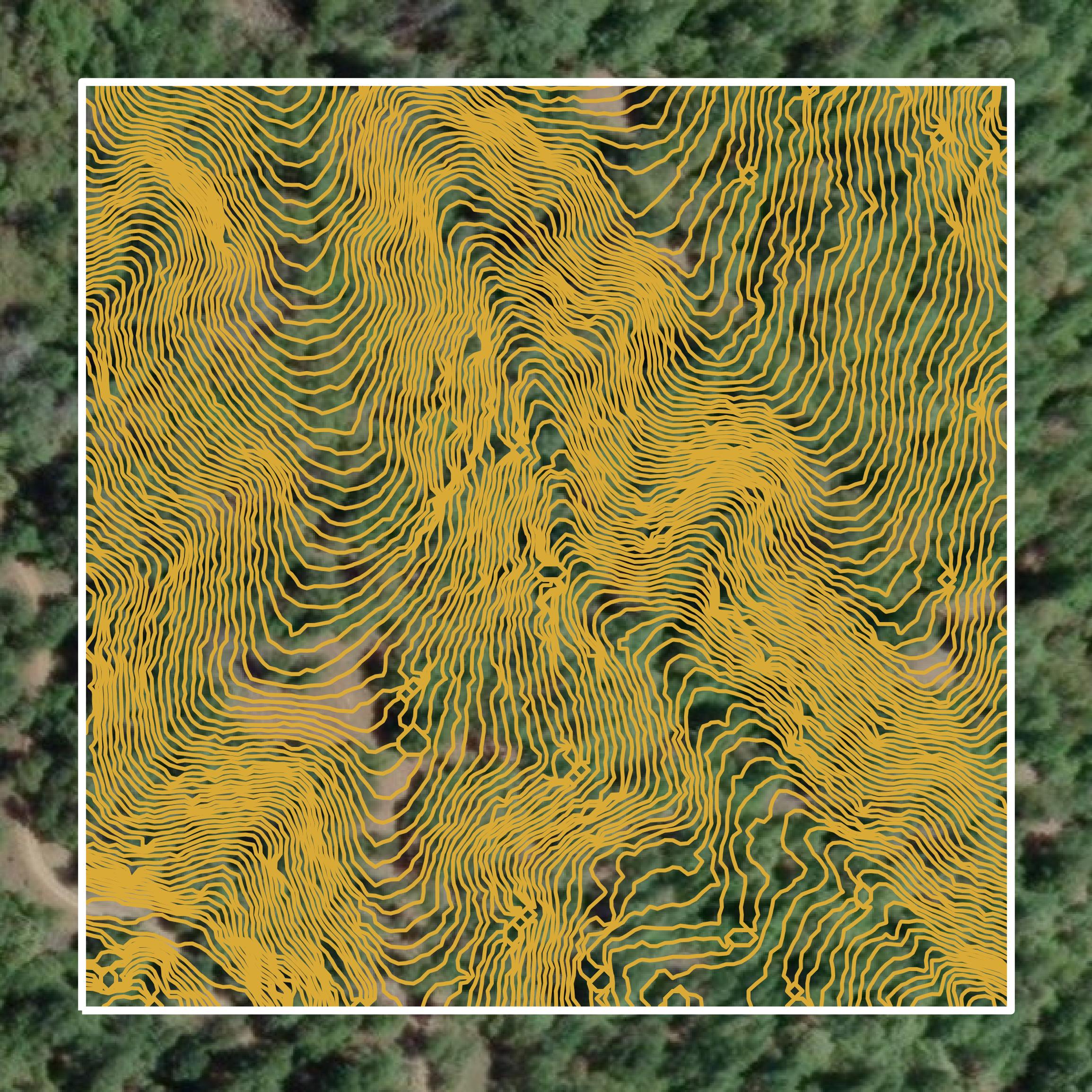 This image shows a contour map in Mendocino County created using GIS data in Equator.