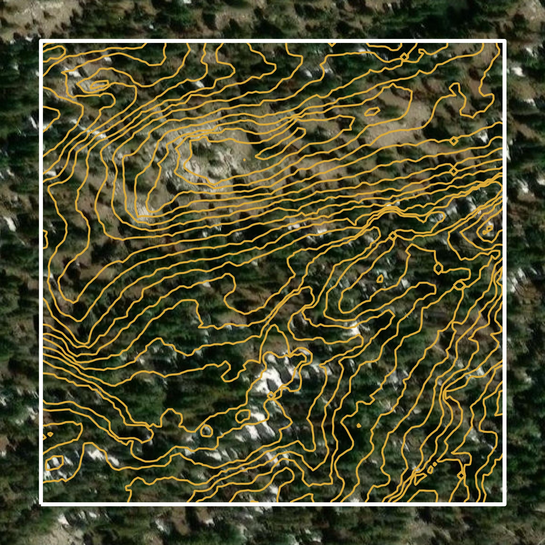 This image shows a contour map in Nevada County created using GIS data in Equator.