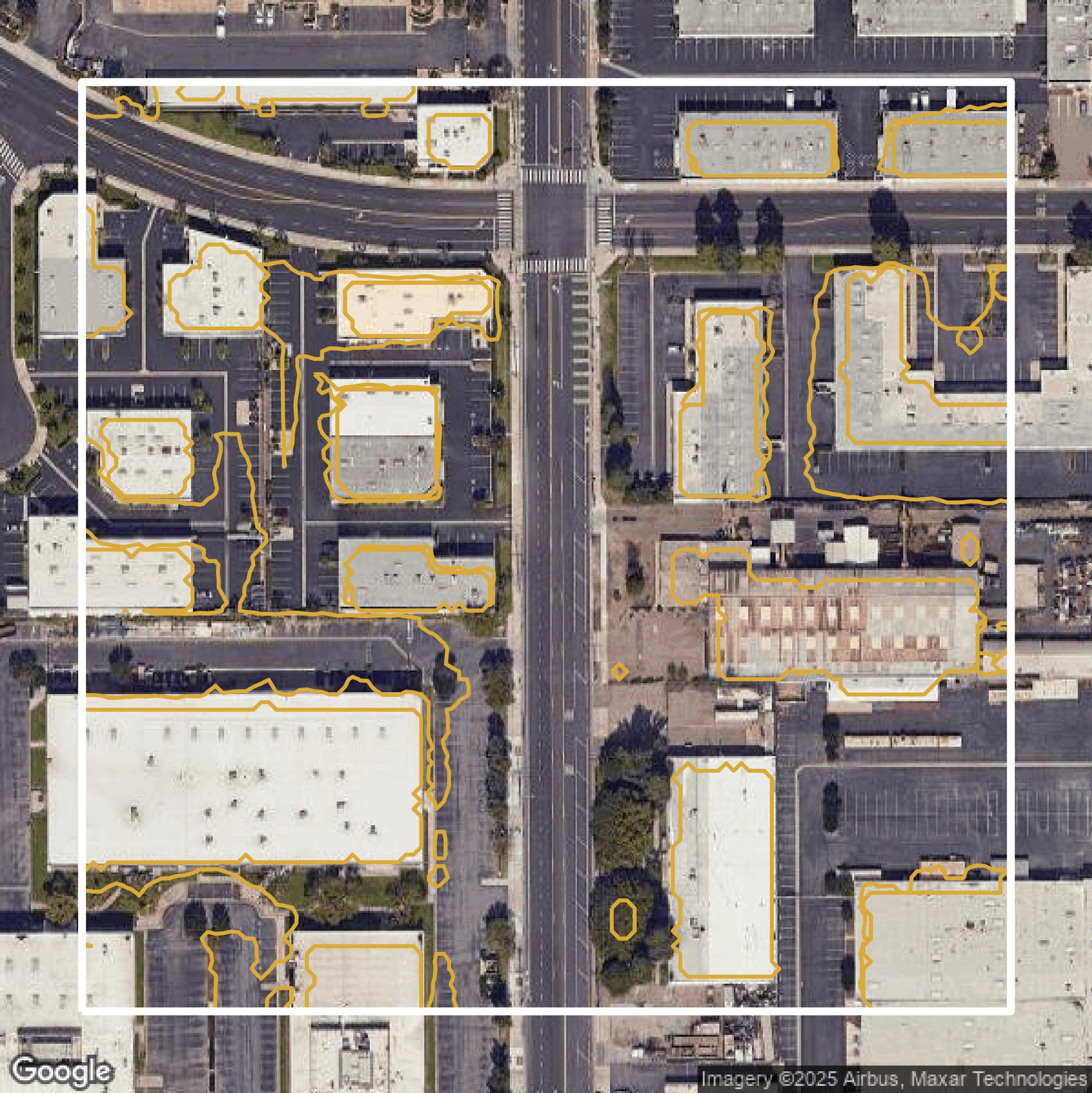 This image shows a contour map in Orange County created using GIS data in Equator.