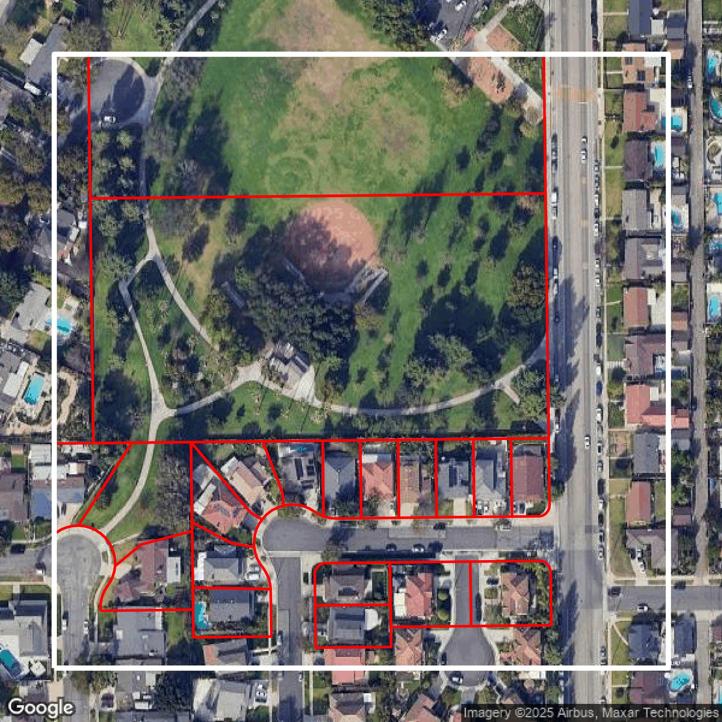 This image shows parcel data in Orange County created using GIS data in Equator.