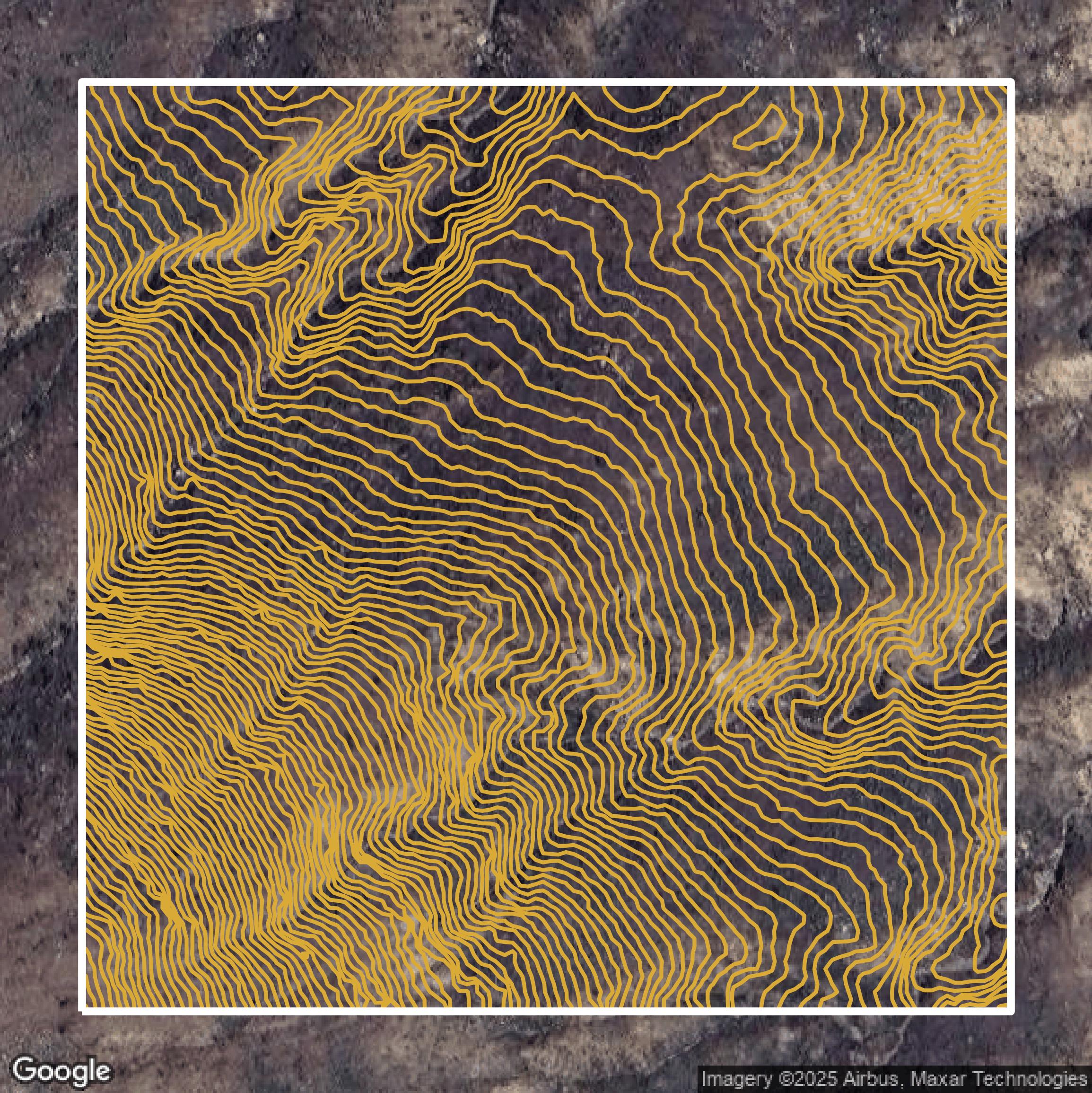 This image shows a contour map in Riverside County created using GIS data in Equator.