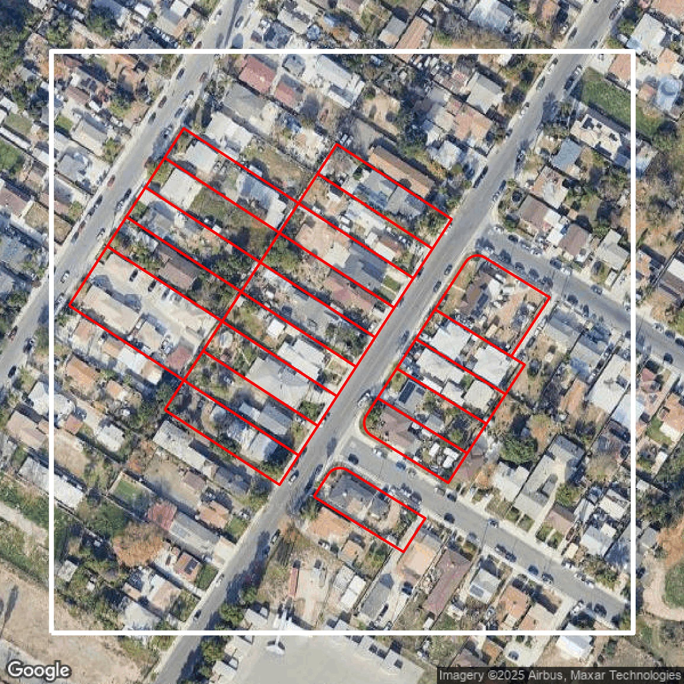 This image shows parcel data in Riverside County created using GIS data in Equator.