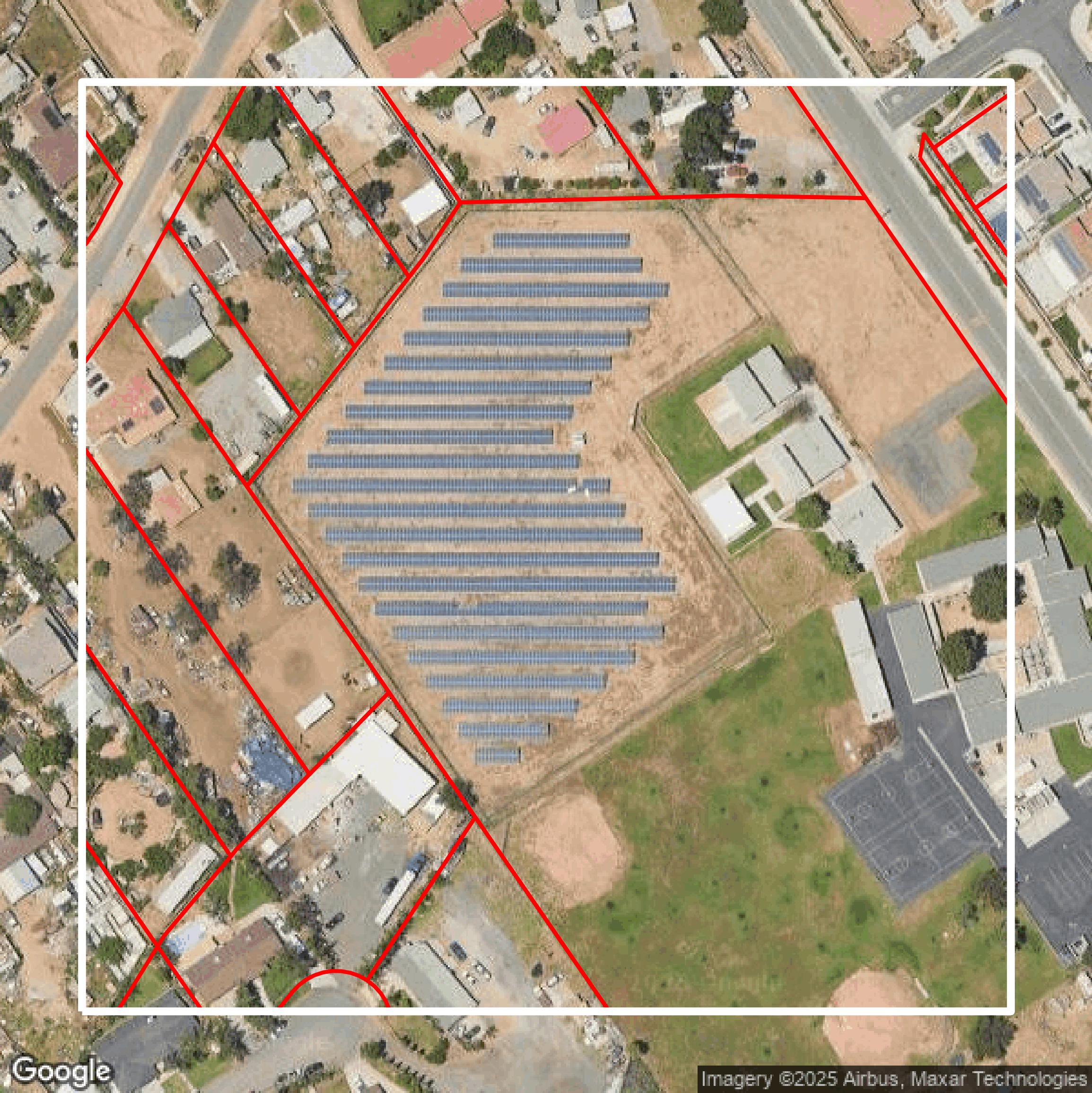 This image shows parcel data in Riverside County created using GIS data in Equator.