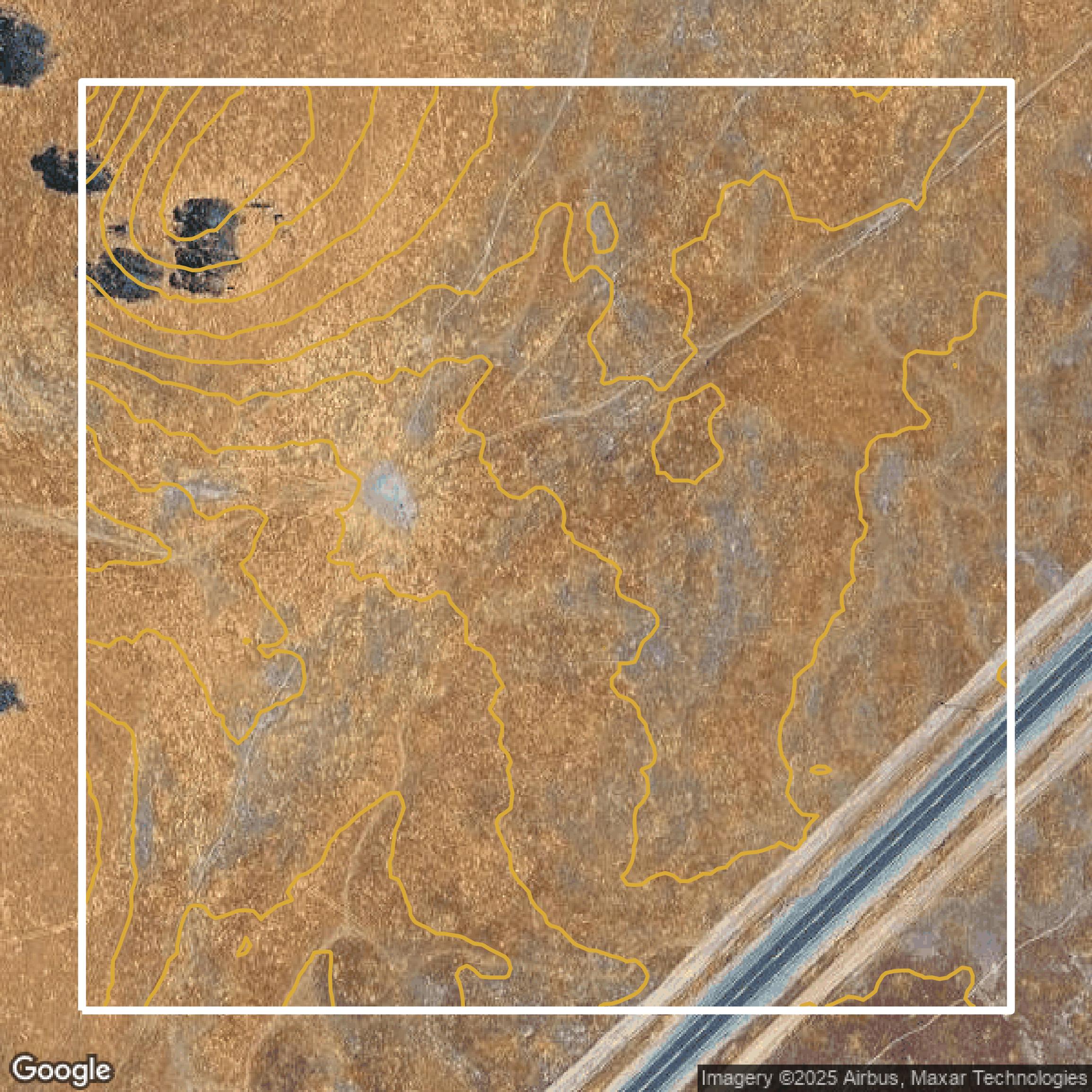 This image shows a contour map in Sacramento County created using GIS data in Equator.