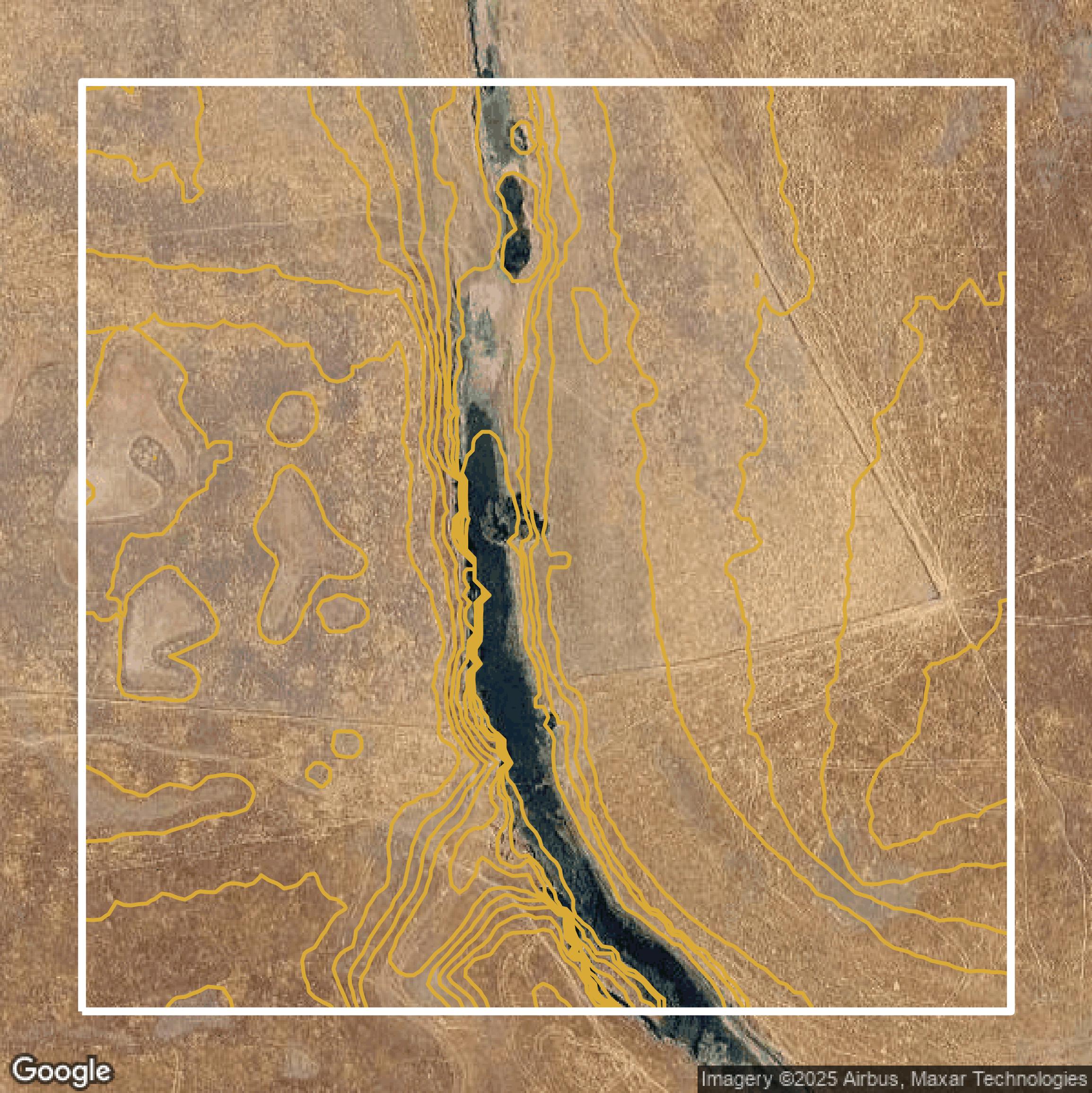 This image shows a contour map in Sacramento County created using GIS data in Equator.