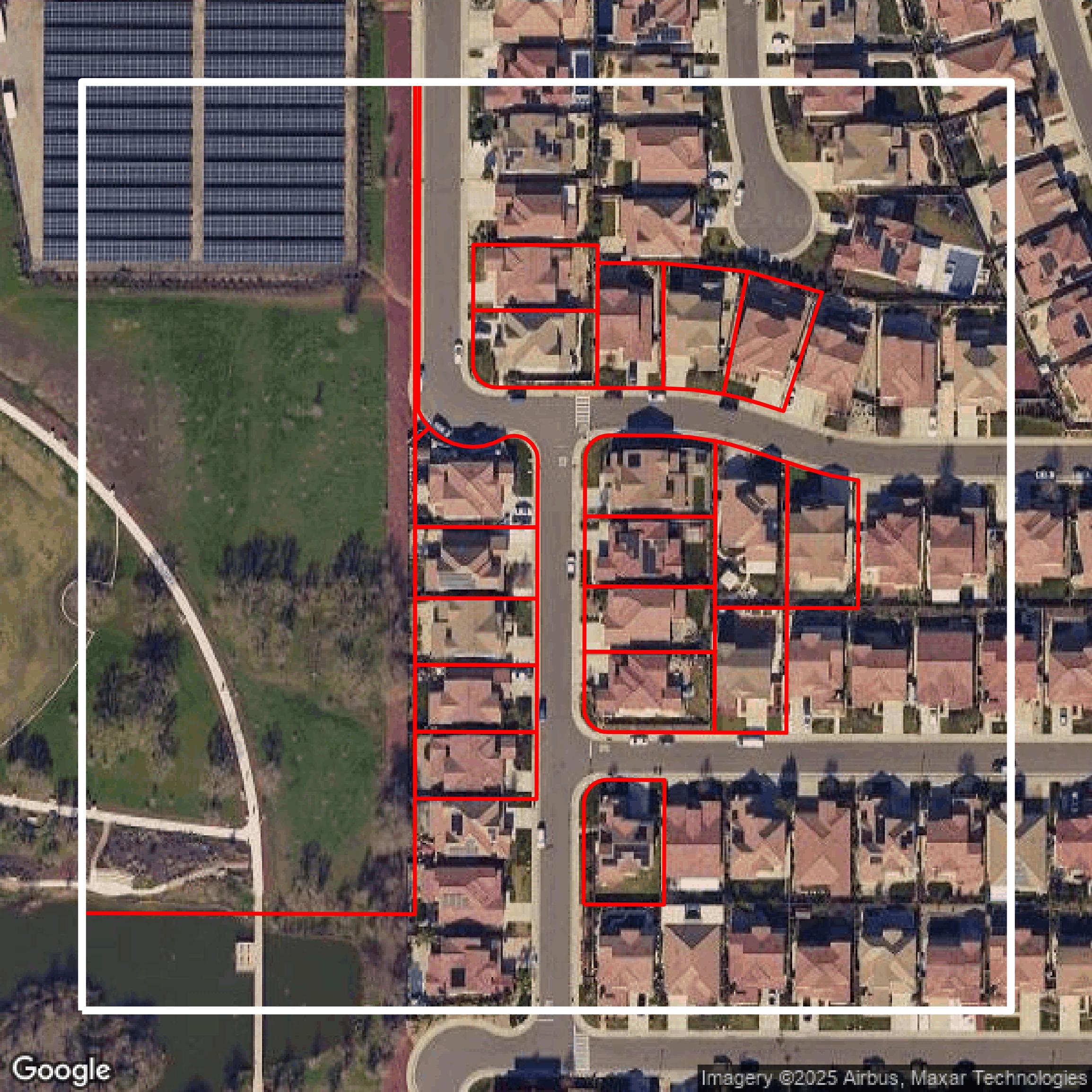 This image shows parcel and building data in Sacramento County created using GIS data in Equator.