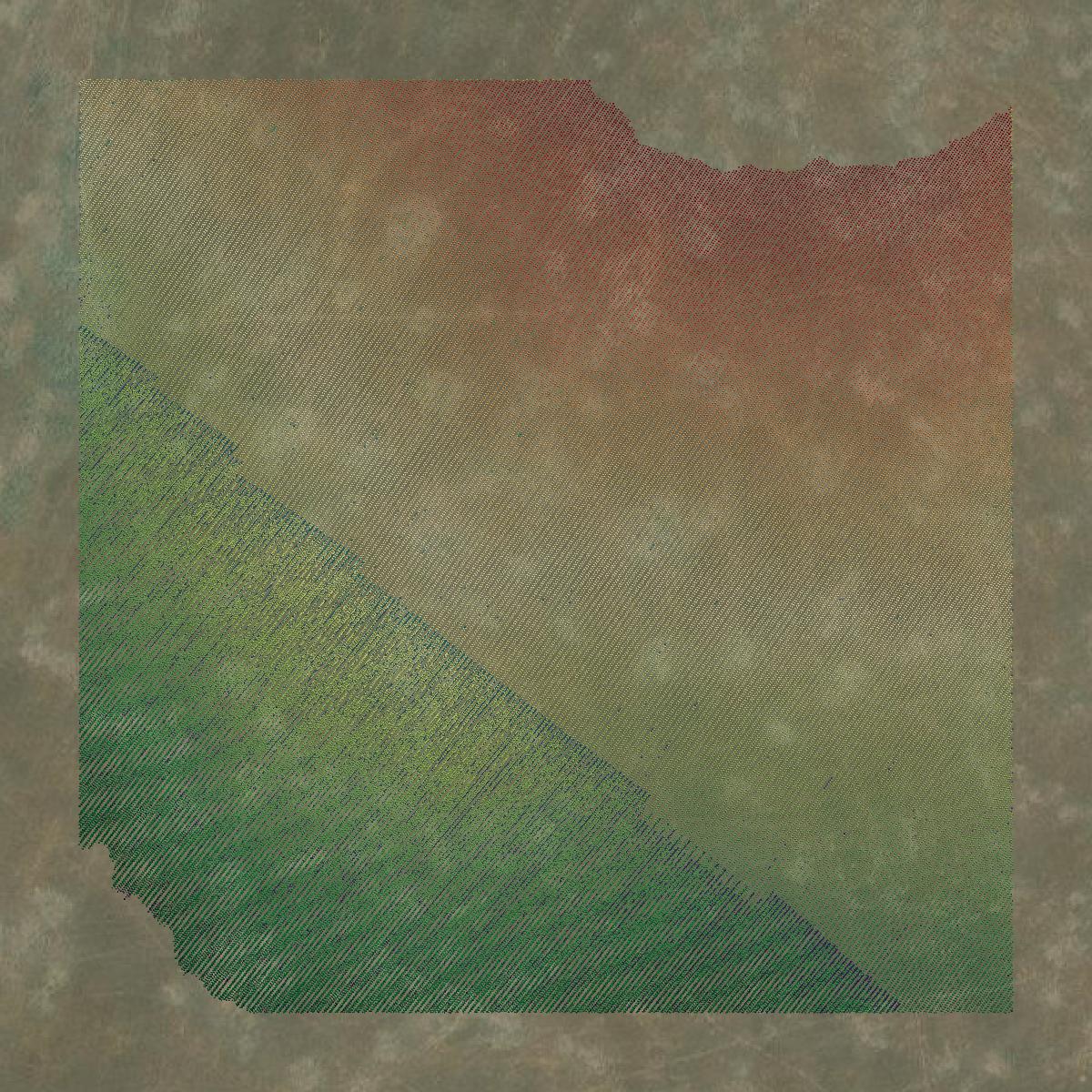 This image shows a LiDAR point cloud in San Benito County created using GIS data in Equator.