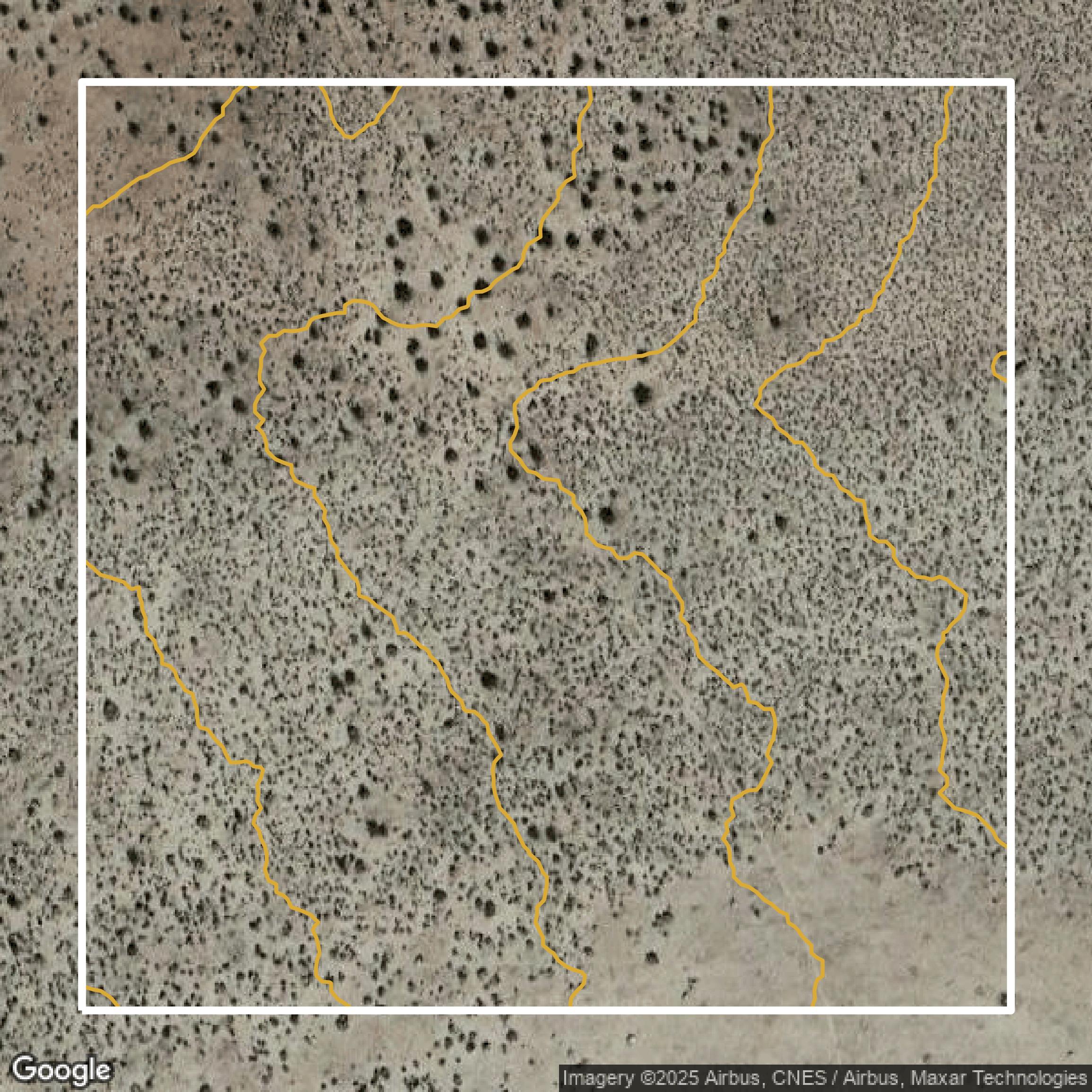 This image shows a contour map in San Bernardino County created using GIS data in Equator.