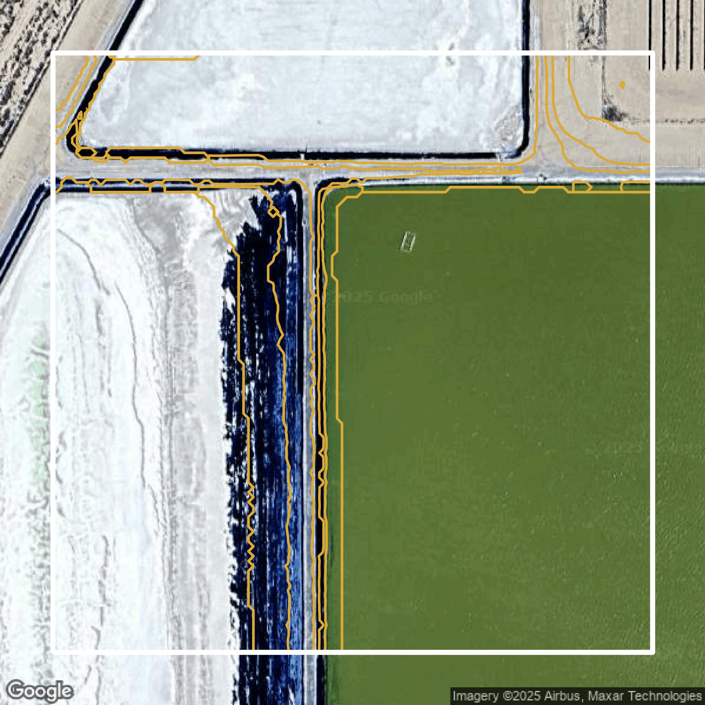 This image shows a contour map in San Bernardino County created using GIS data in Equator.
