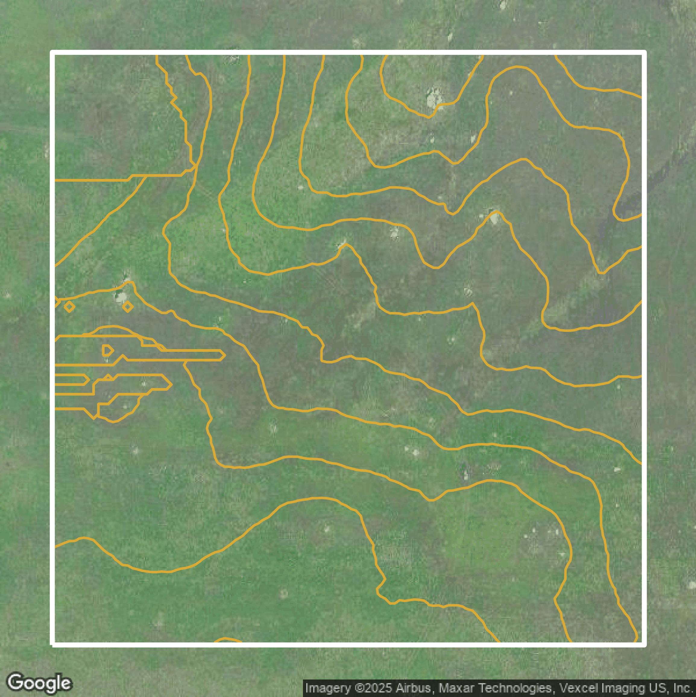 This image shows a contour map in San Diego County created using GIS data in Equator.