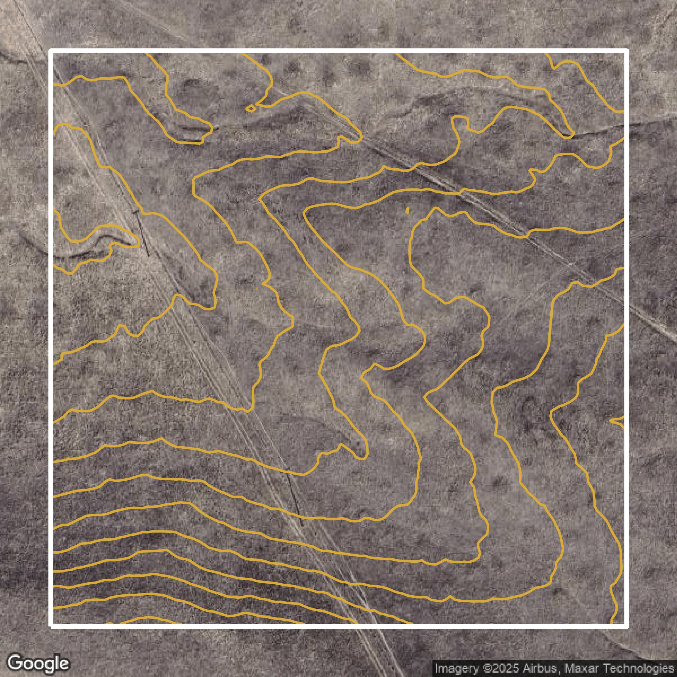 This image shows a contour map in San Diego County created using GIS data in Equator.