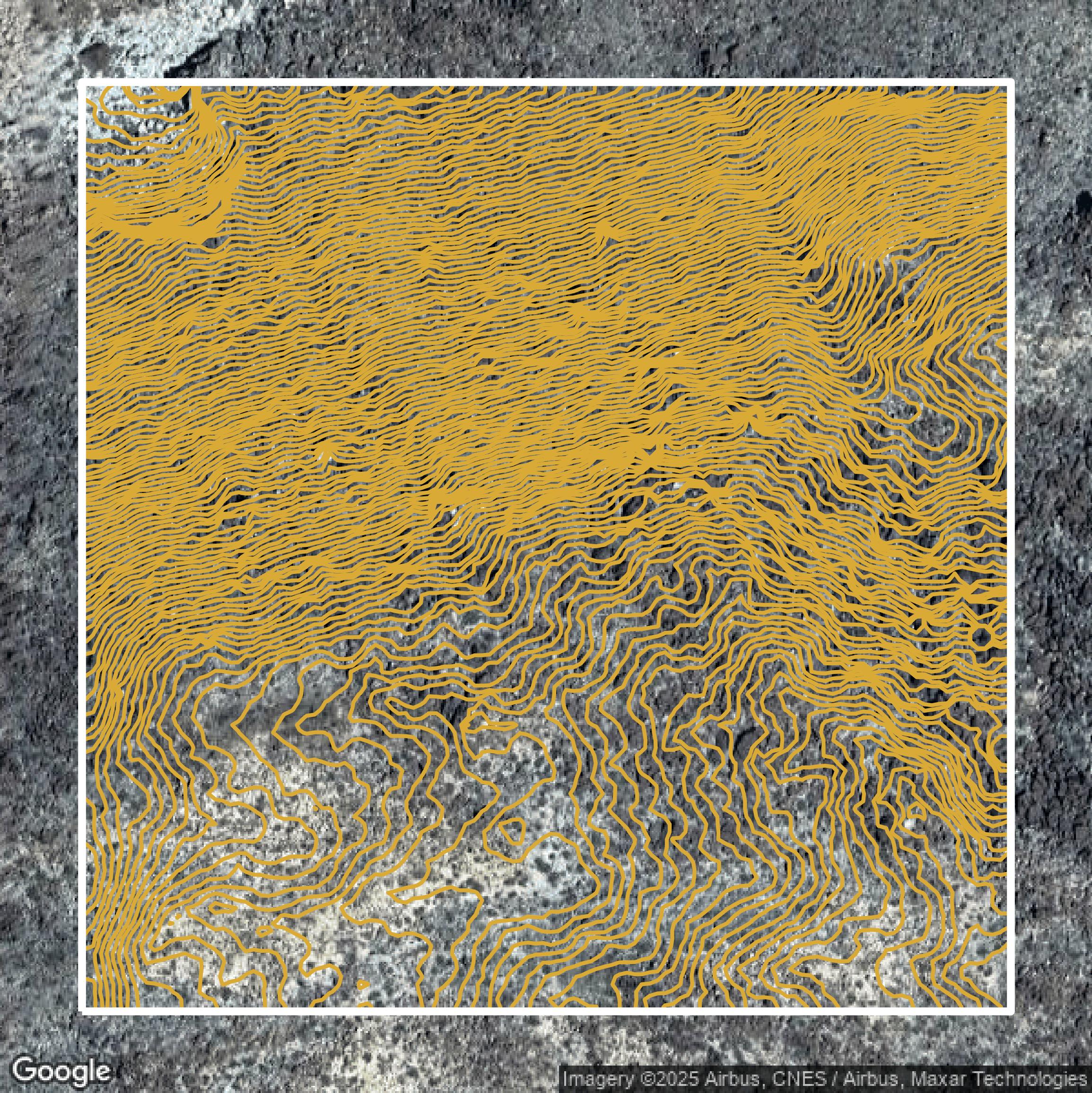 This image shows a contour map in San Diego County created using GIS data in Equator.