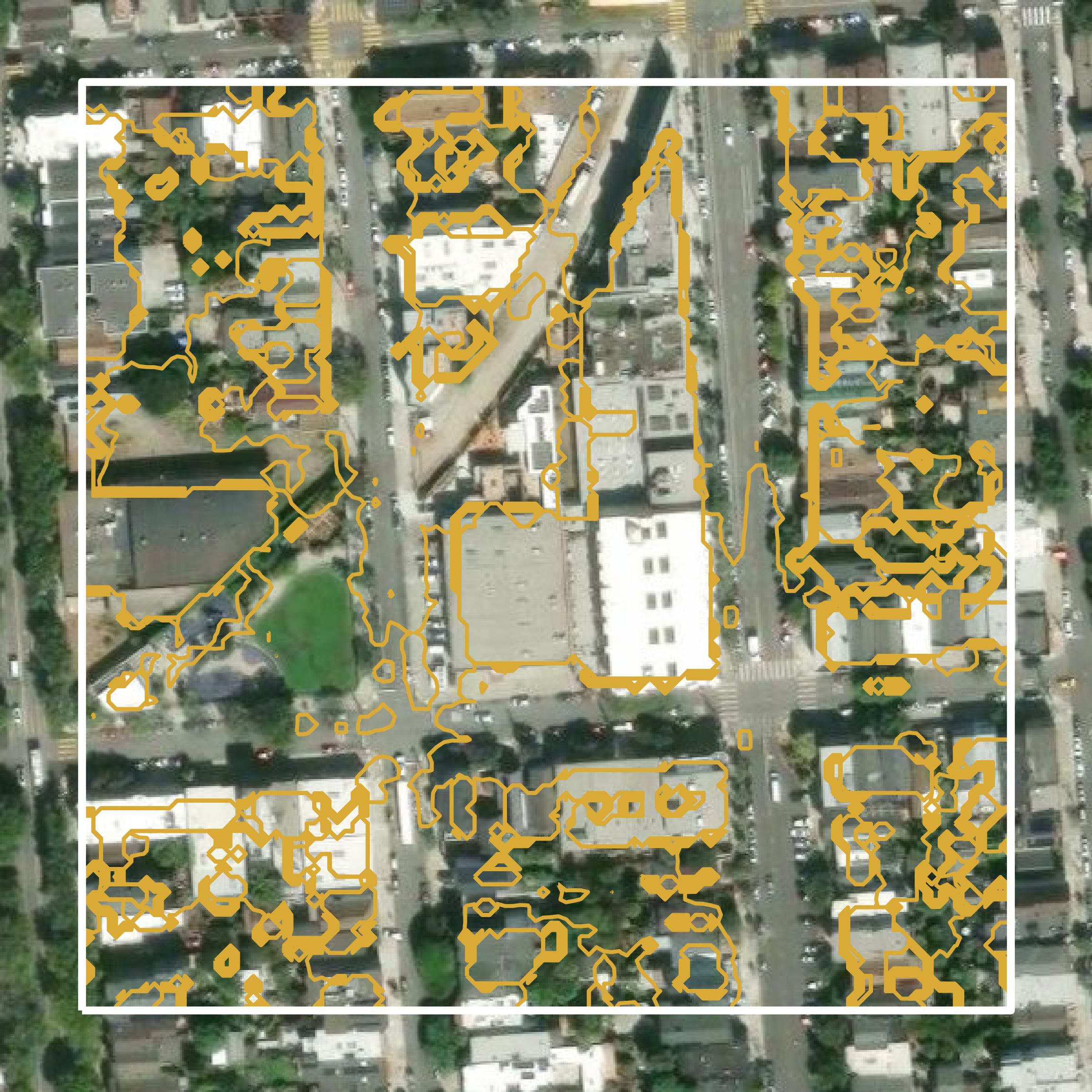 This image shows a contour map in San Francisco County created using GIS data in Equator.
