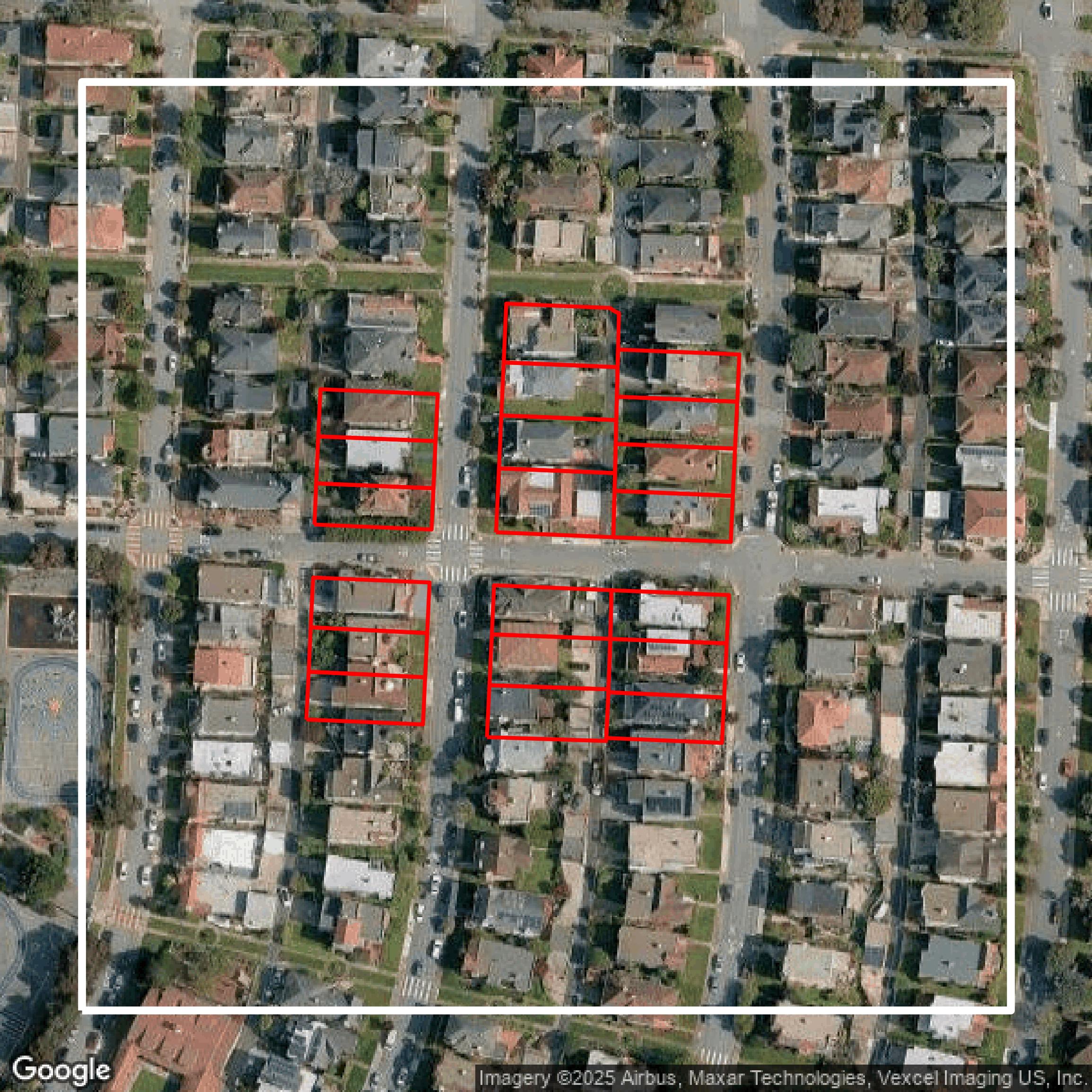 This image shows parcel data in San Francisco County created using GIS data in Equator.