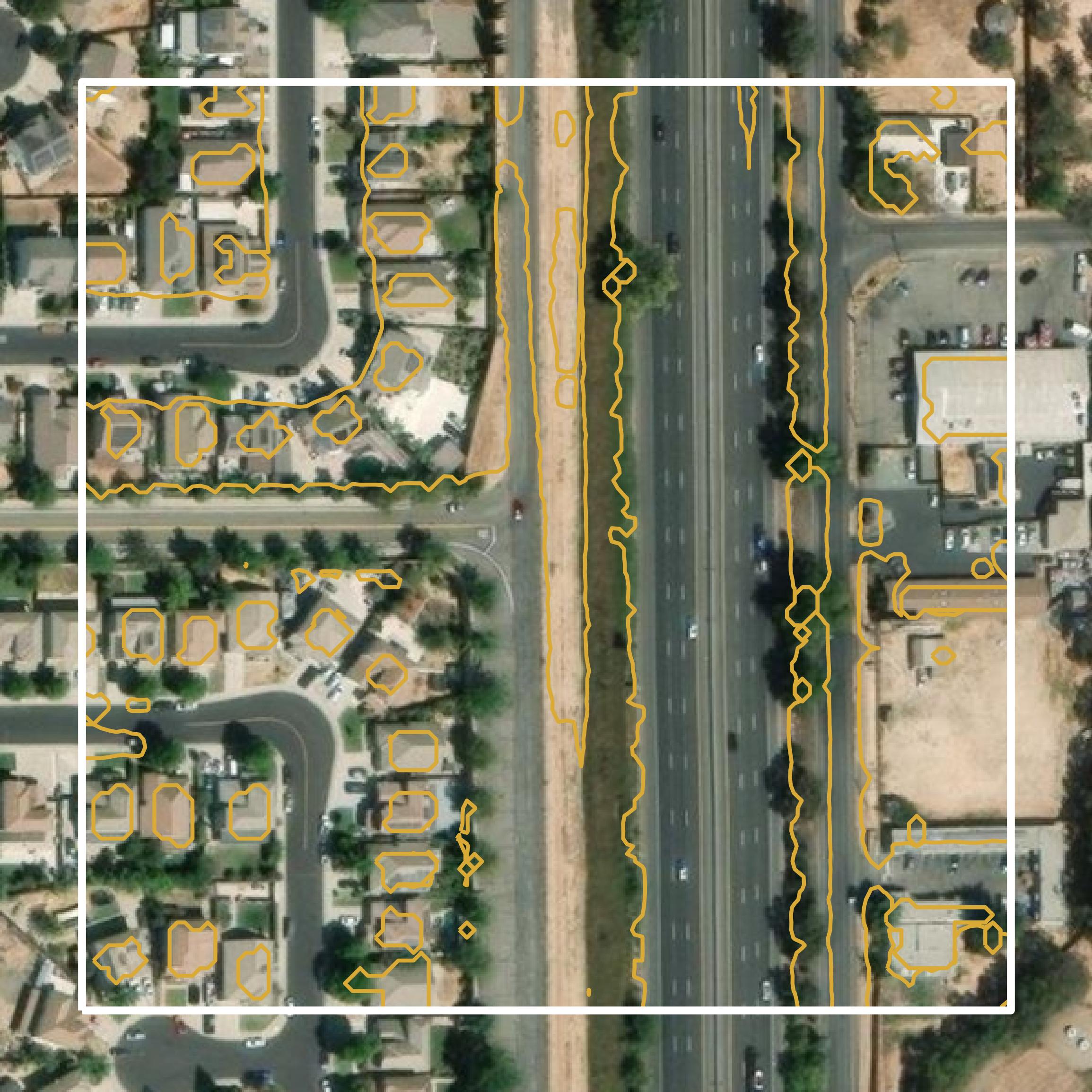 This image shows a contour map in San Joaquin County created using GIS data in Equator.
