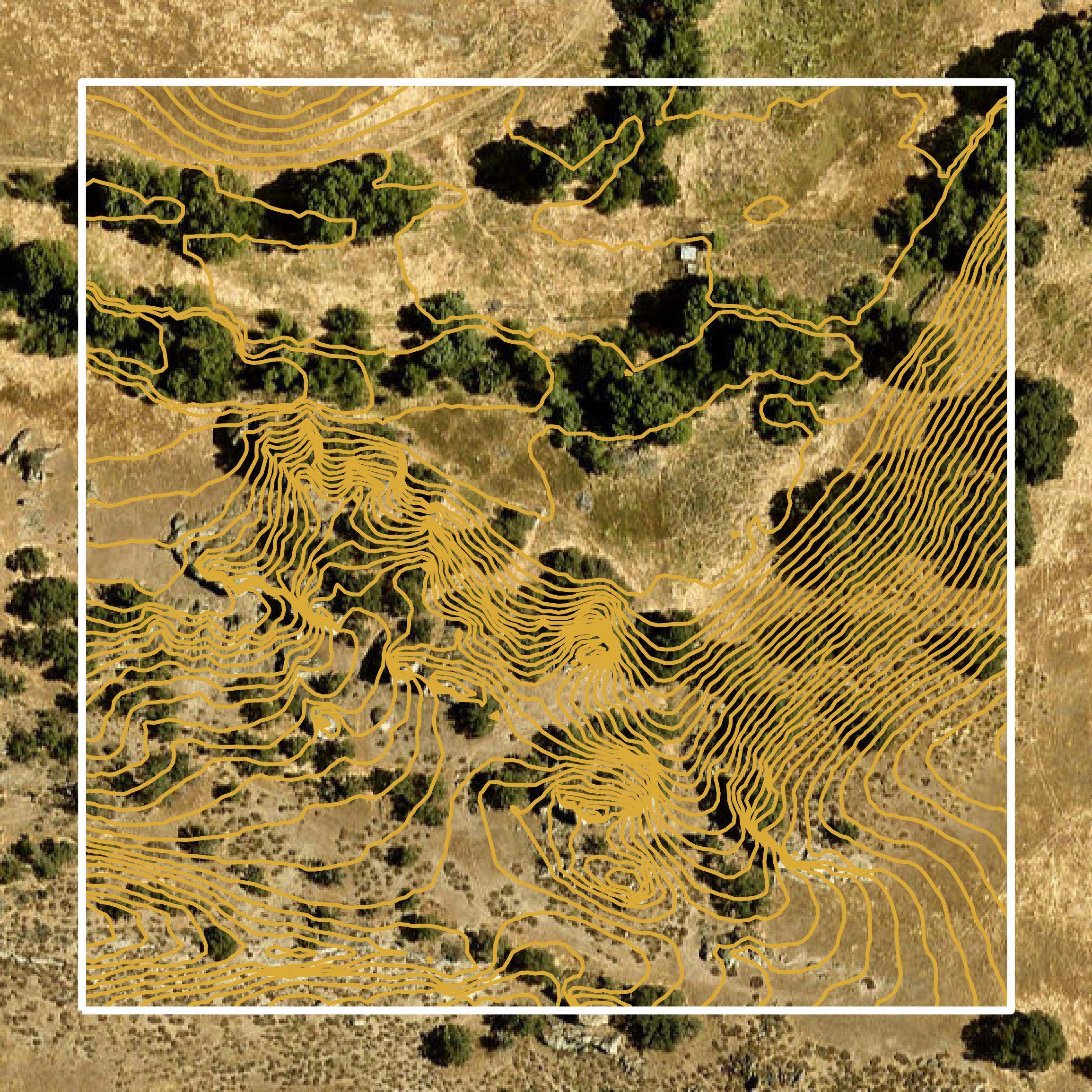 This image shows a contour map in San Luis Obispo County created using GIS data in Equator.