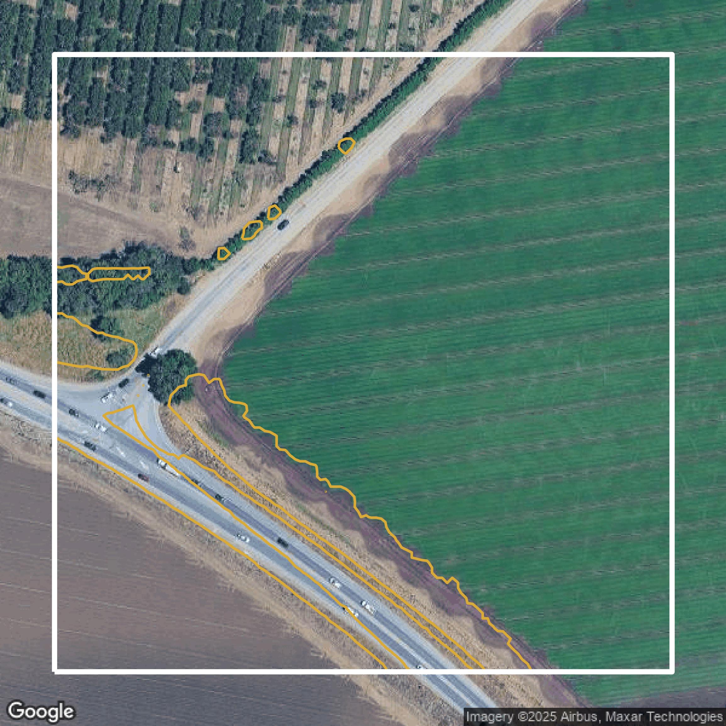 This image shows a contour map in Santa Clara County created using GIS data in Equator.