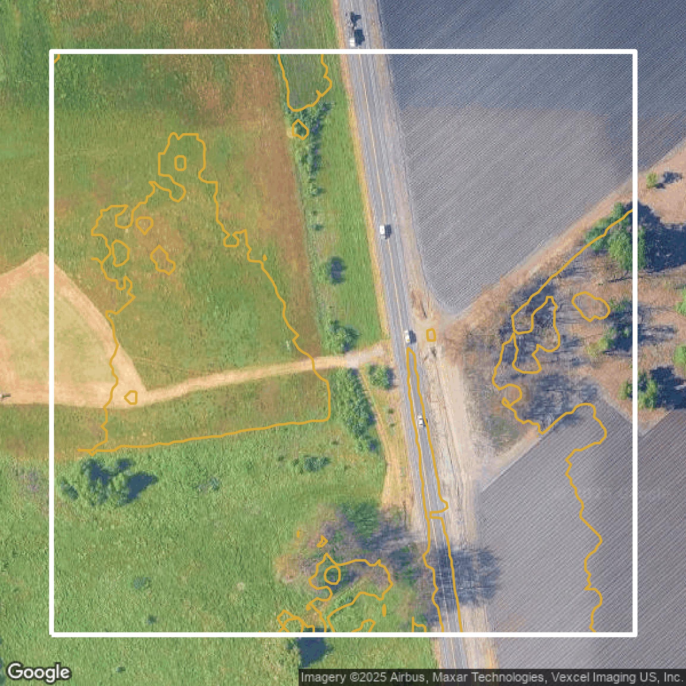 This image shows a contour map in Santa Clara County created using GIS data in Equator.