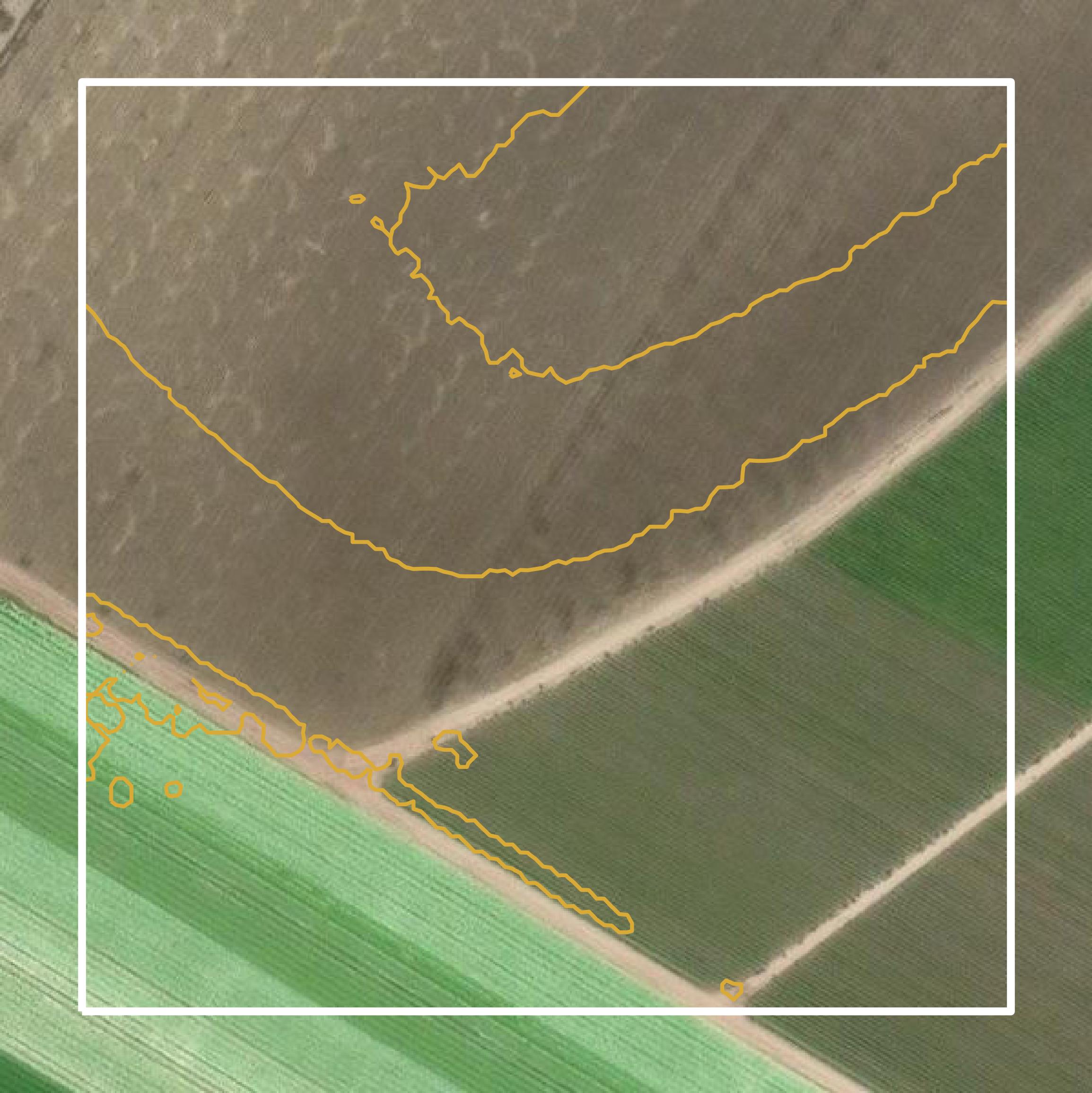 This image shows a contour map in Santa Cruz County created using GIS data in Equator.