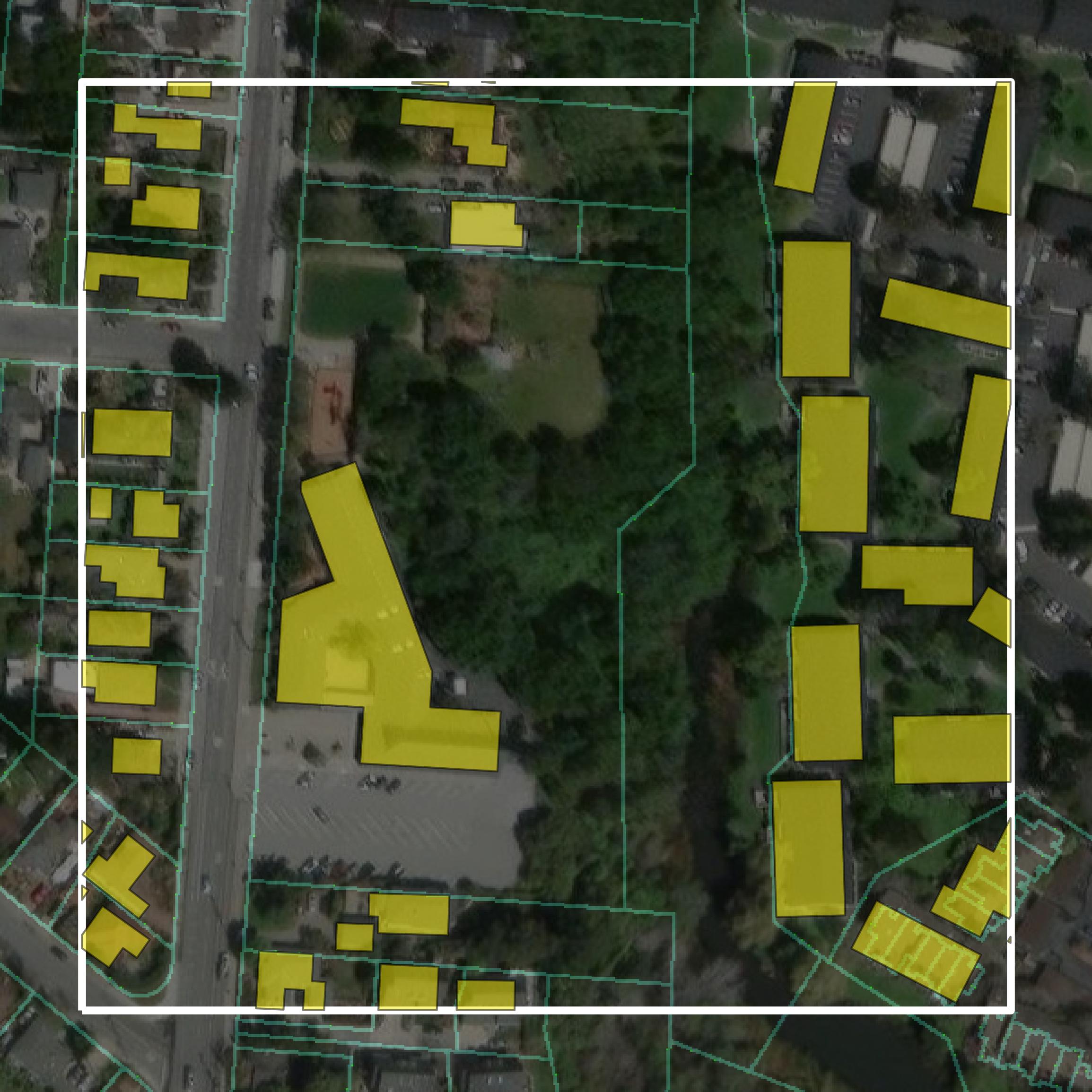This image shows parcel and building data in Santa Cruz County created using GIS data in Equator.