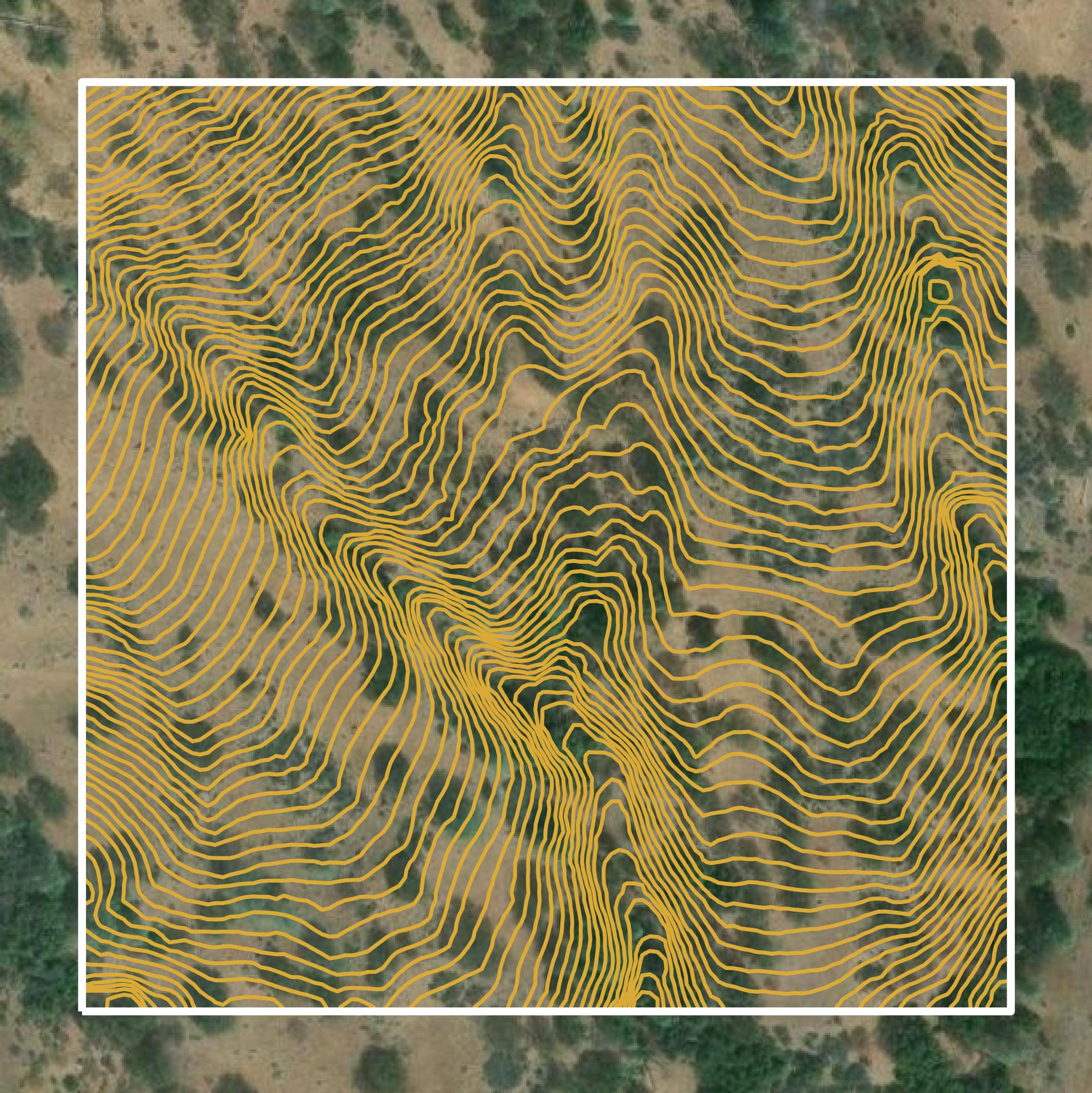 This image shows a contour map in Shasta County created using GIS data in Equator.