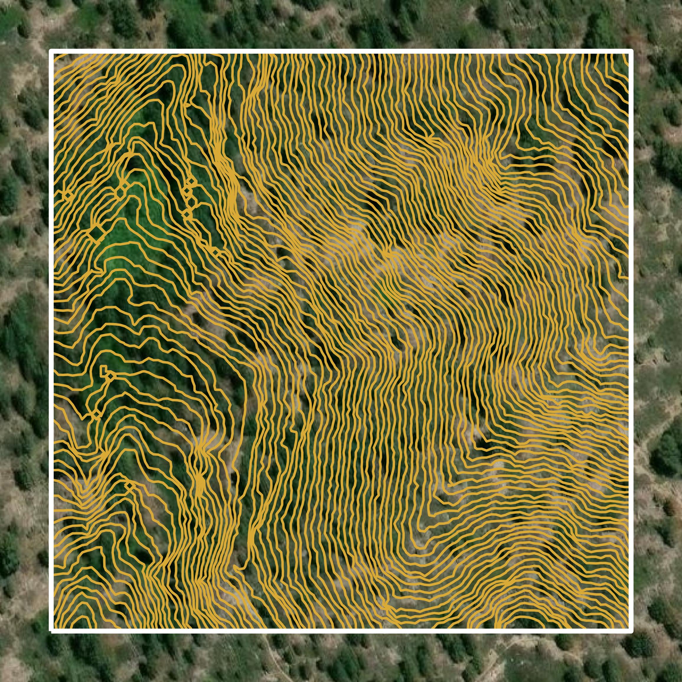 This image shows a contour map in Sierra County created using GIS data in Equator.
