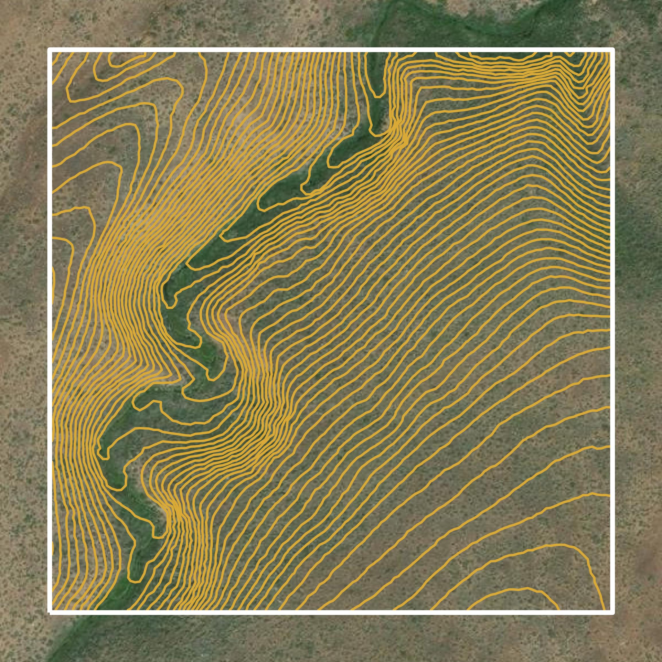 This image shows a contour map in Sierra County created using GIS data in Equator.