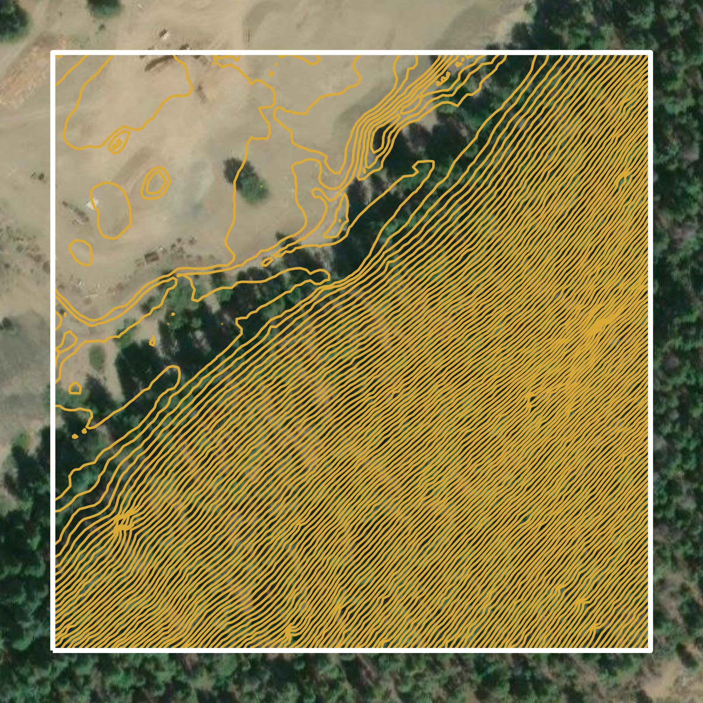 This image shows a contour map in Siskiyou County created using GIS data in Equator.