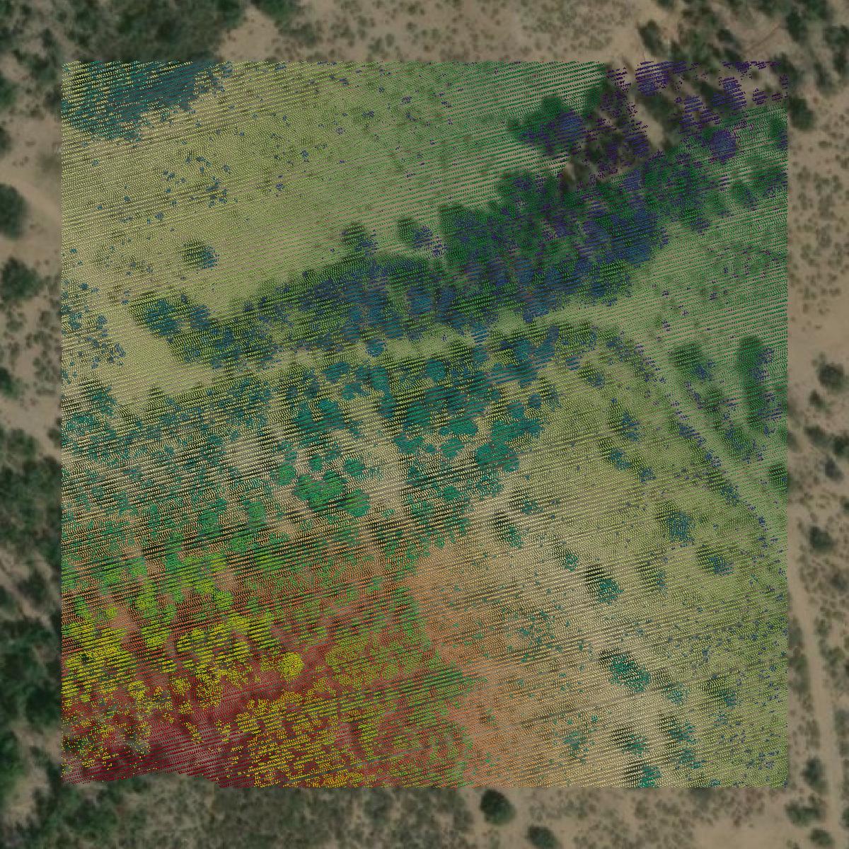 This image shows a LiDAR point cloud in Siskiyou County created using GIS data in Equator.