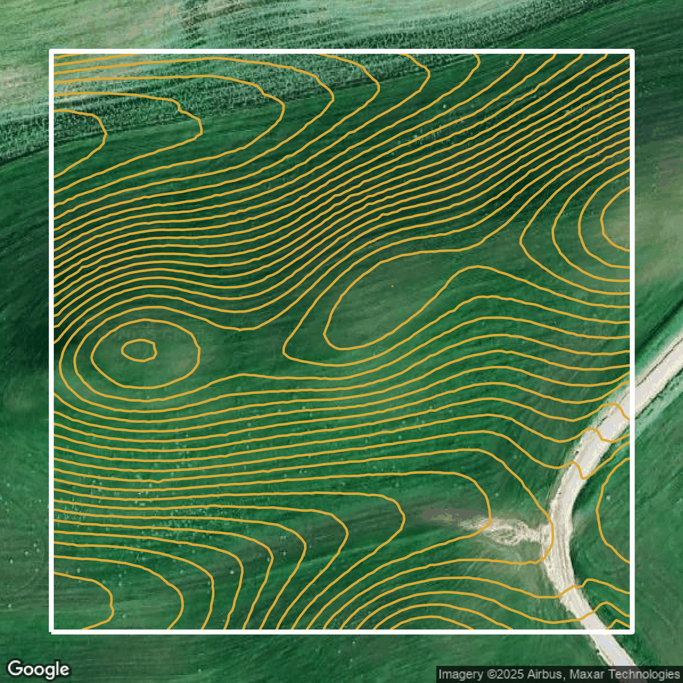 This image shows a contour map in Solano County created using GIS data in Equator.