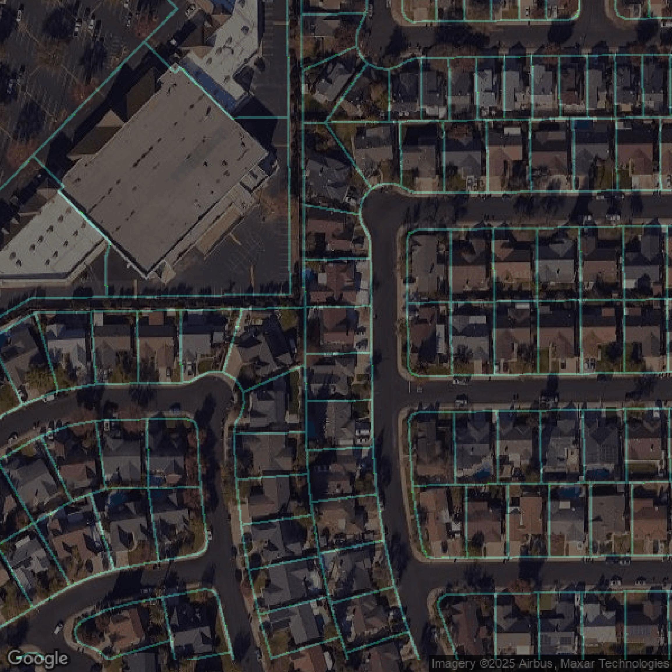 This image shows parcel data in Stanislaus County created using GIS data in Equator.