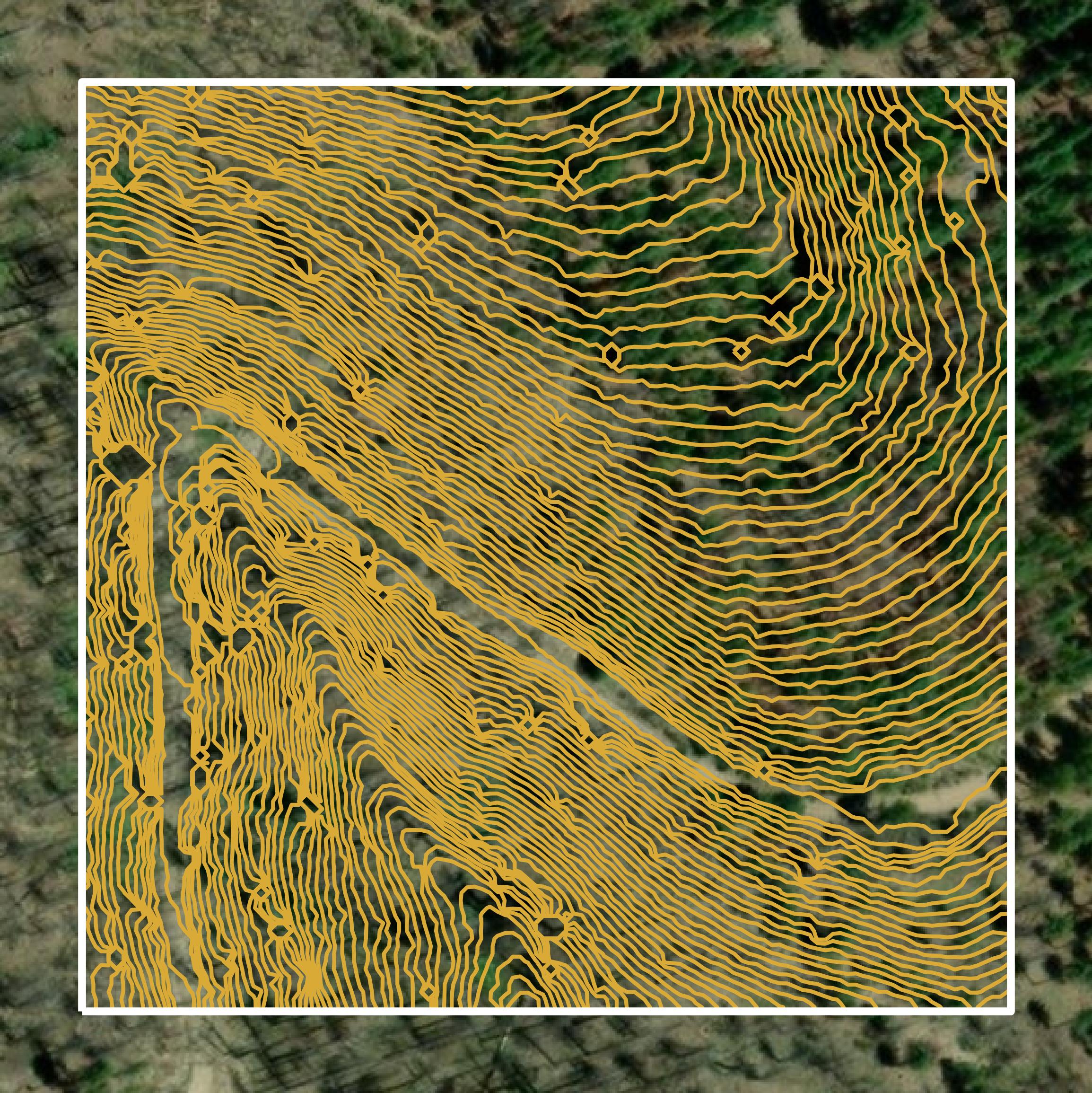 This image shows a contour map in Tehama County created using GIS data in Equator.