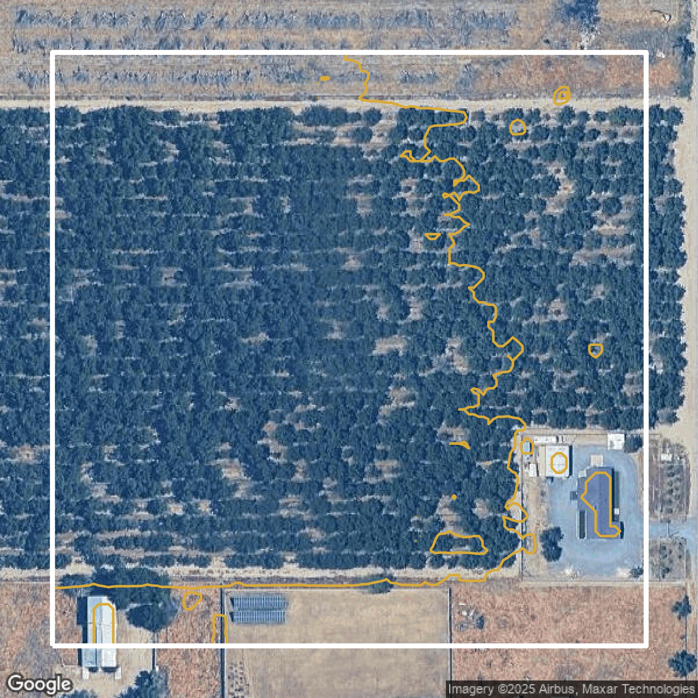 This image shows a contour map in Tulare County created using GIS data in Equator.