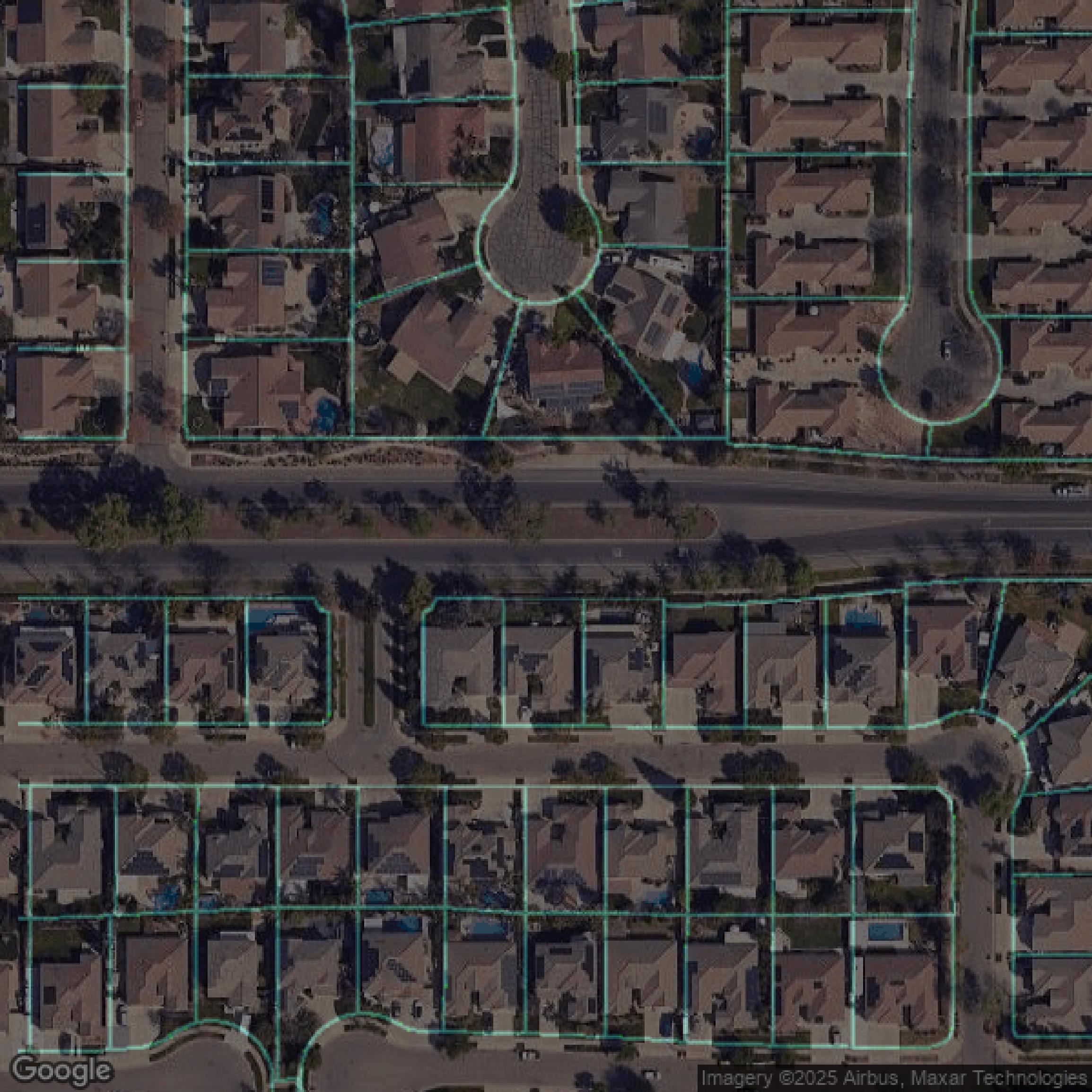 This image shows parcel data in Tulare County created using GIS data in Equator.