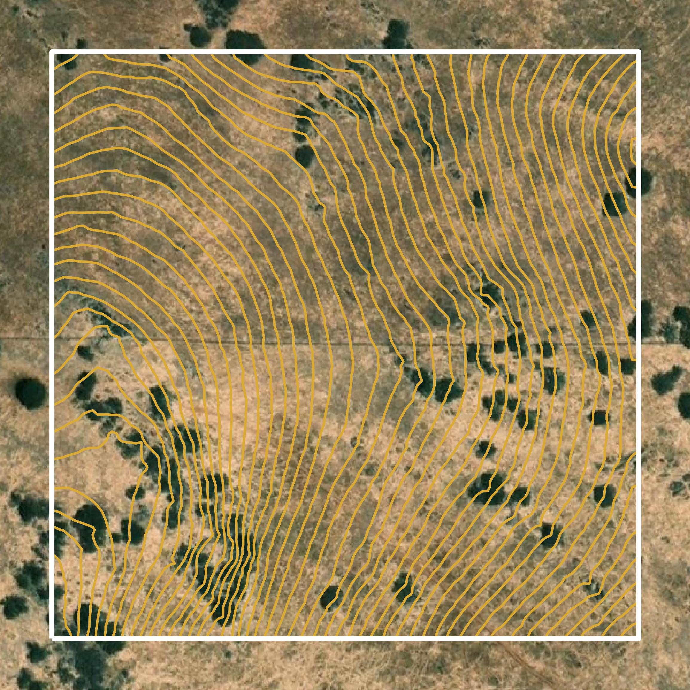 This image shows a contour map in Tuolumne County created using GIS data in Equator.