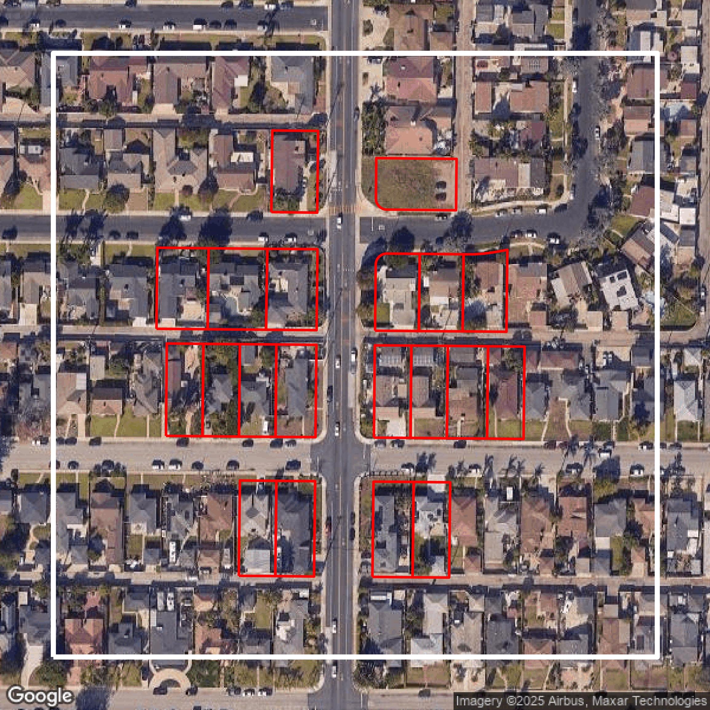 This image shows parcel data in Ventura County created using GIS data in Equator.
