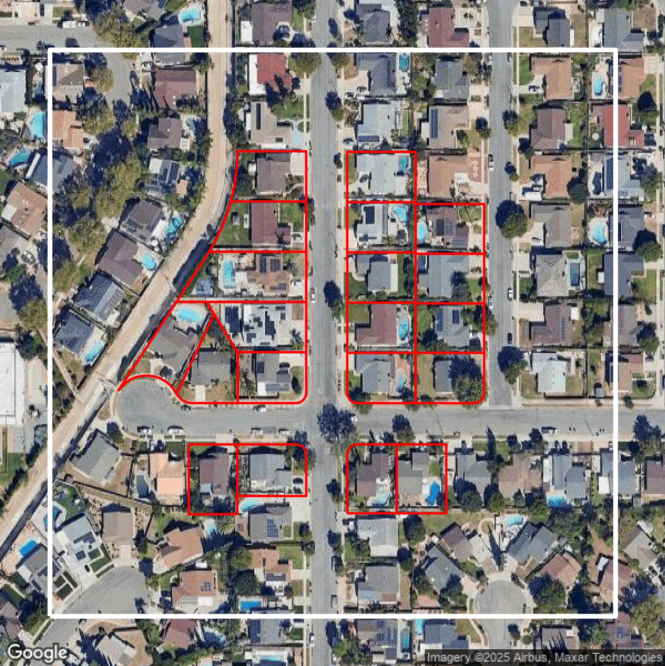 This image shows parcel data in Ventura County created using GIS data in Equator.
