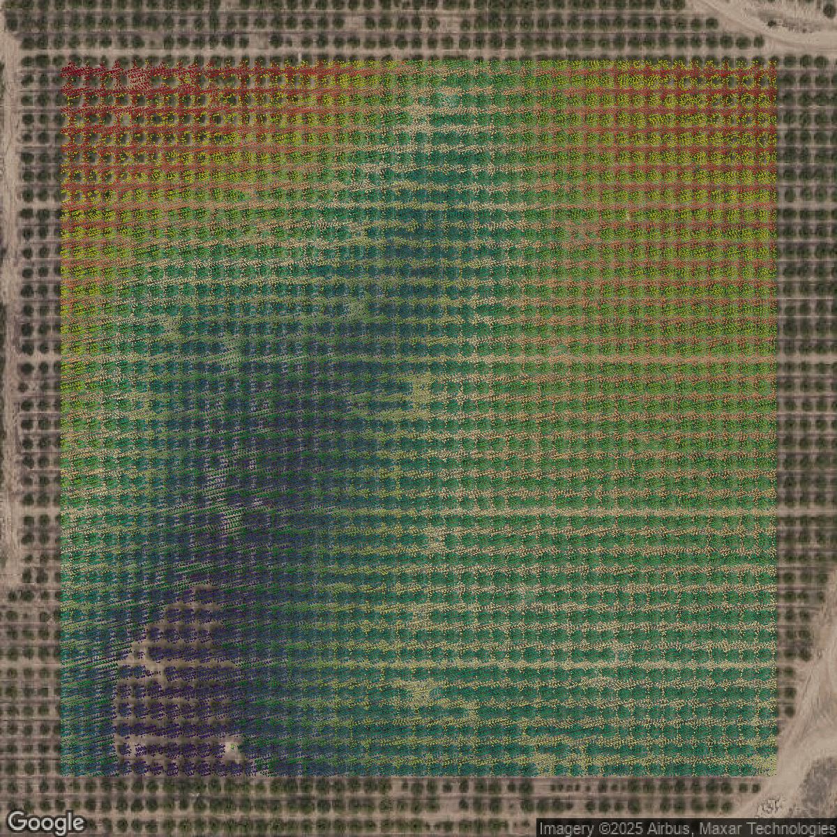 This image shows a LiDAR point cloud in Ventura County created using GIS data in Equator.