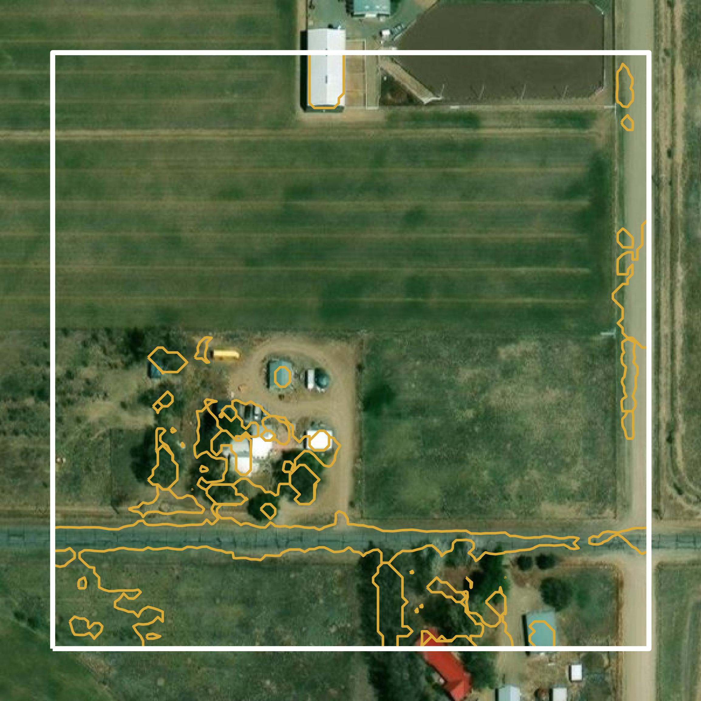 This image shows a contour map in Alamosa County created using GIS data in Equator.