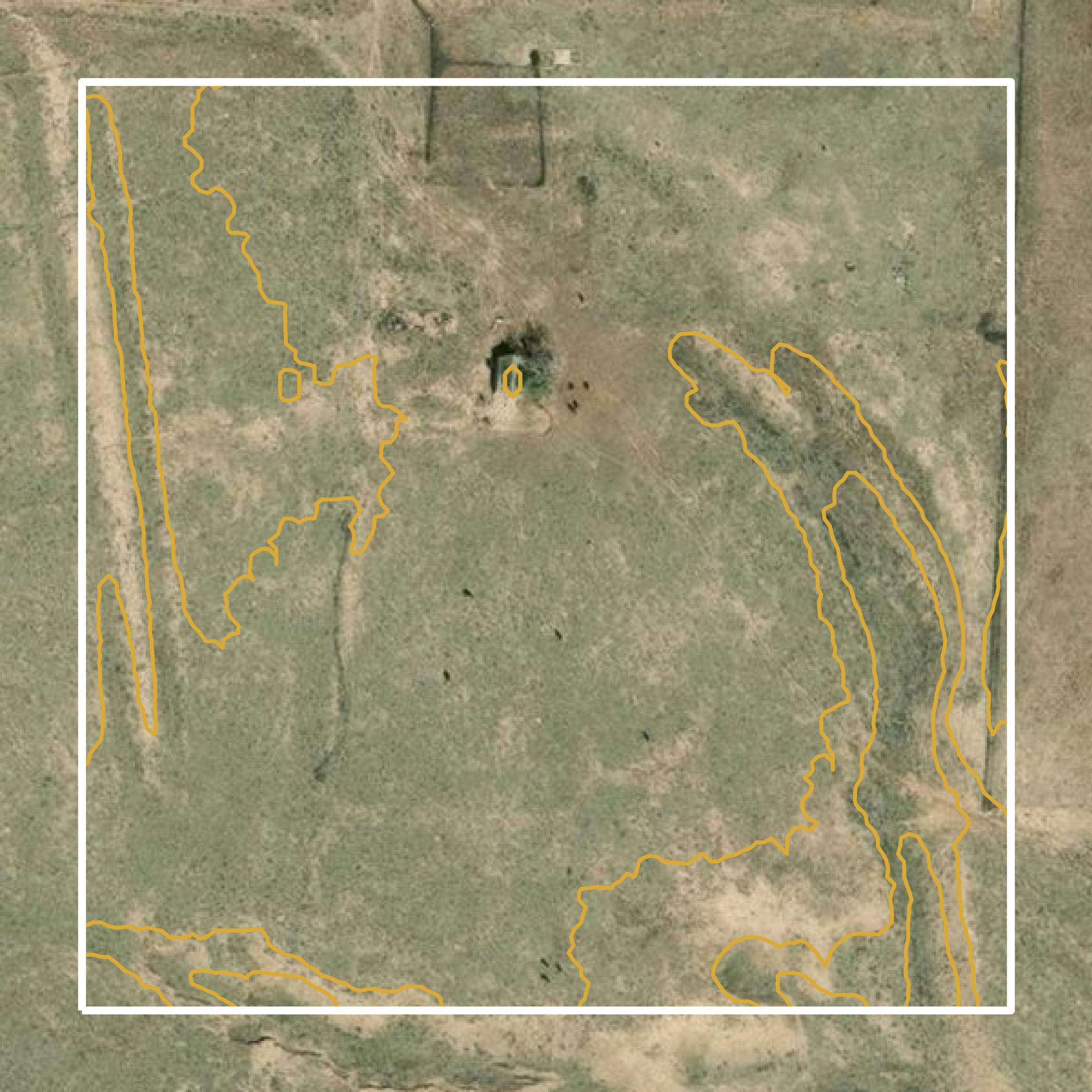This image shows a contour map in Baca County created using GIS data in Equator.