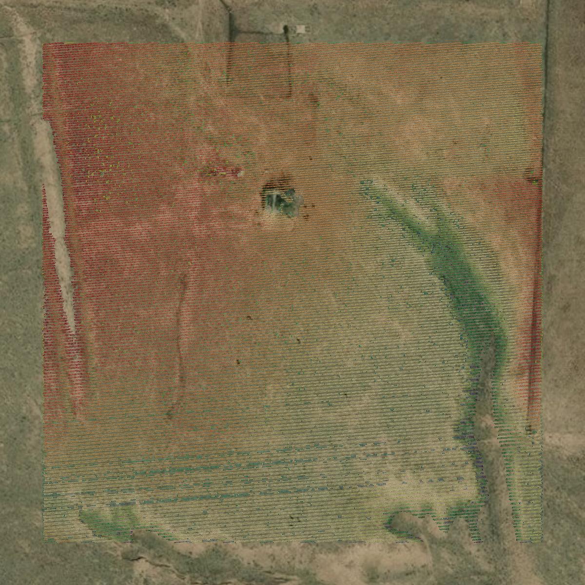 This image shows a LiDAR point cloud in Baca County created using GIS data in Equator.