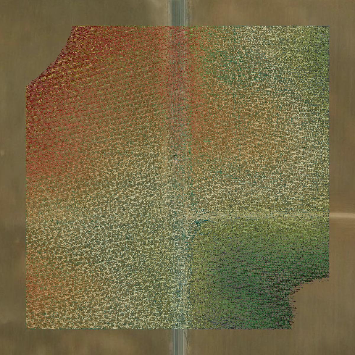 This image shows a LiDAR point cloud in Boulder County created using GIS data in Equator.