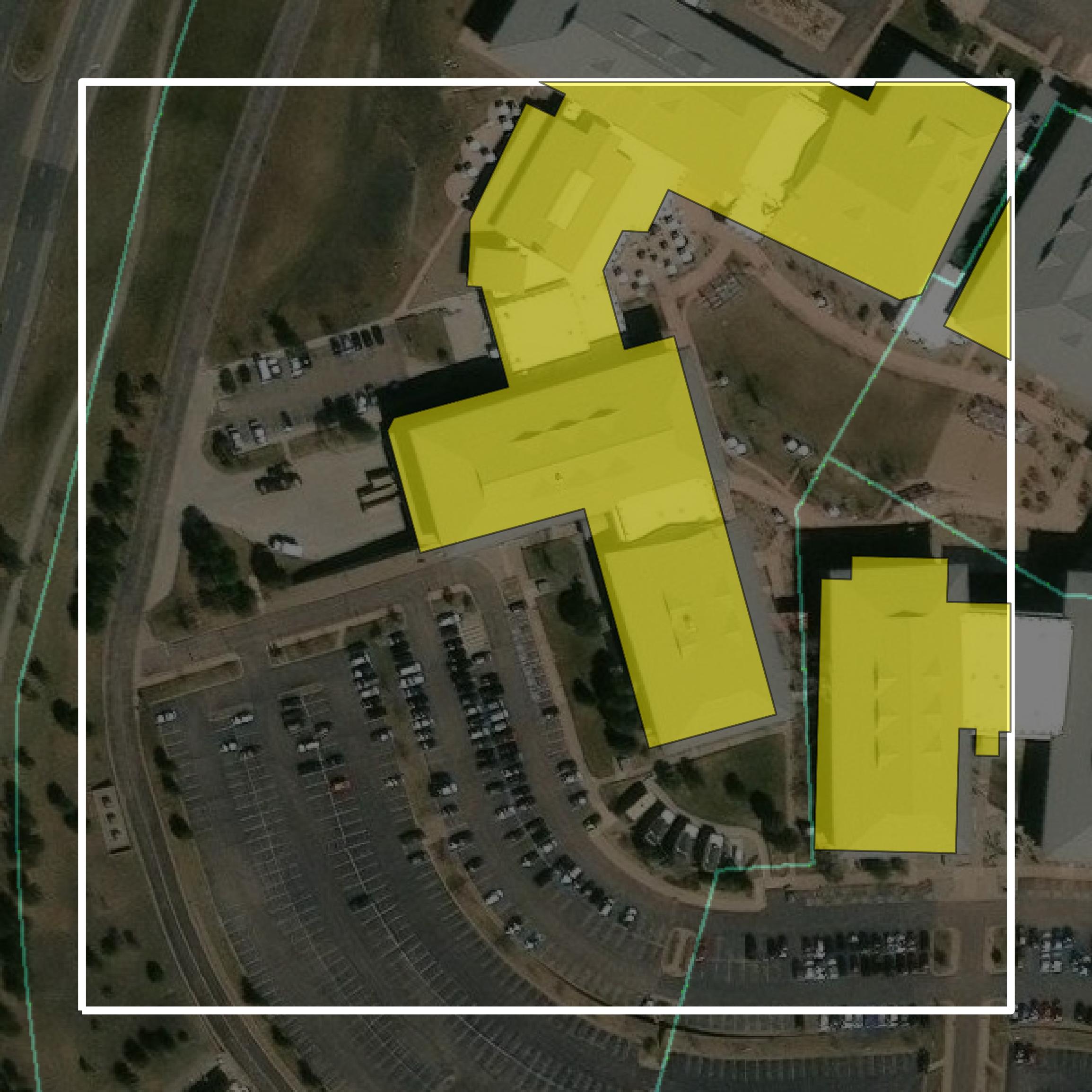 This image shows parcel and building data in Broomfield County created using GIS data in Equator.