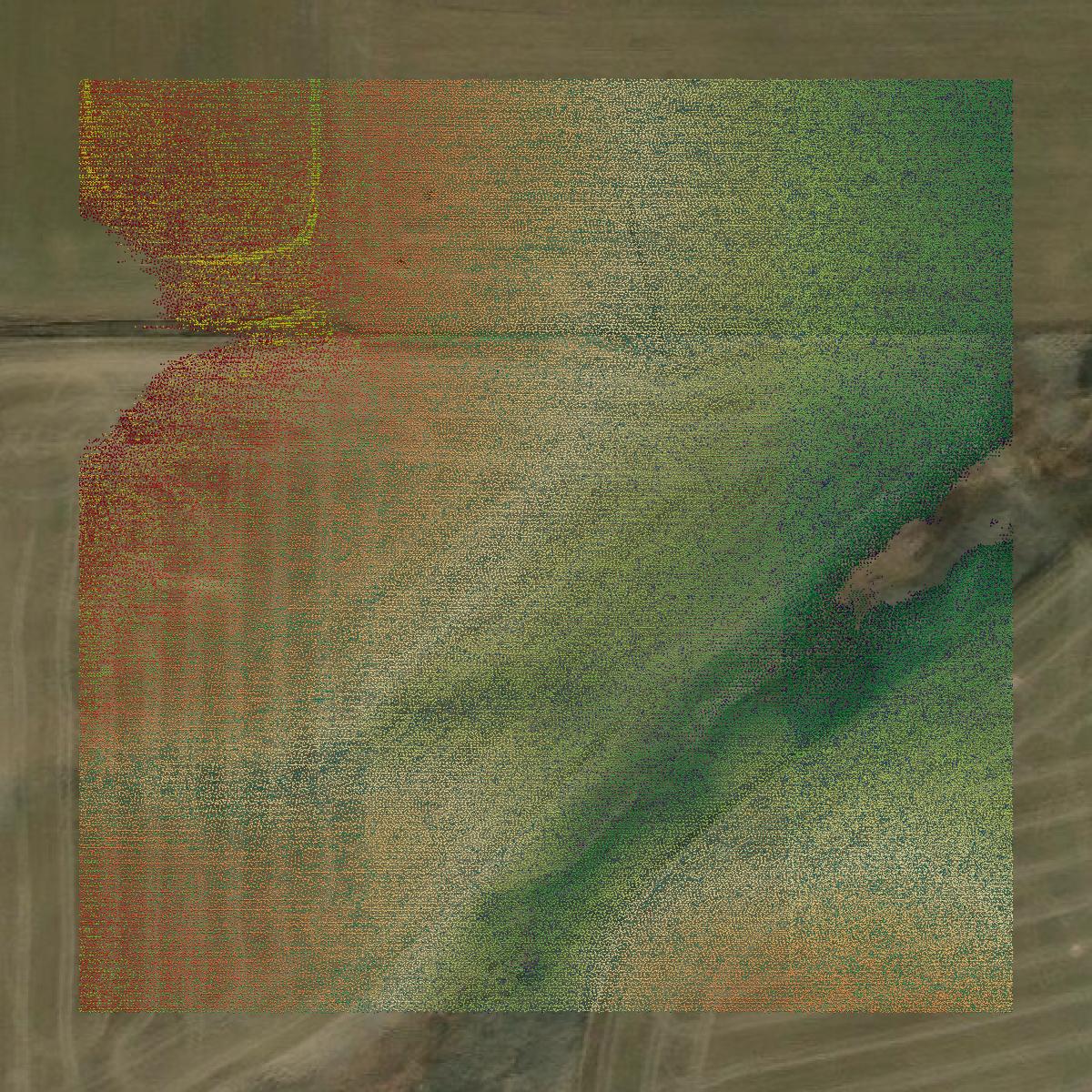 This image shows a LiDAR point cloud in Broomfield County created using GIS data in Equator.