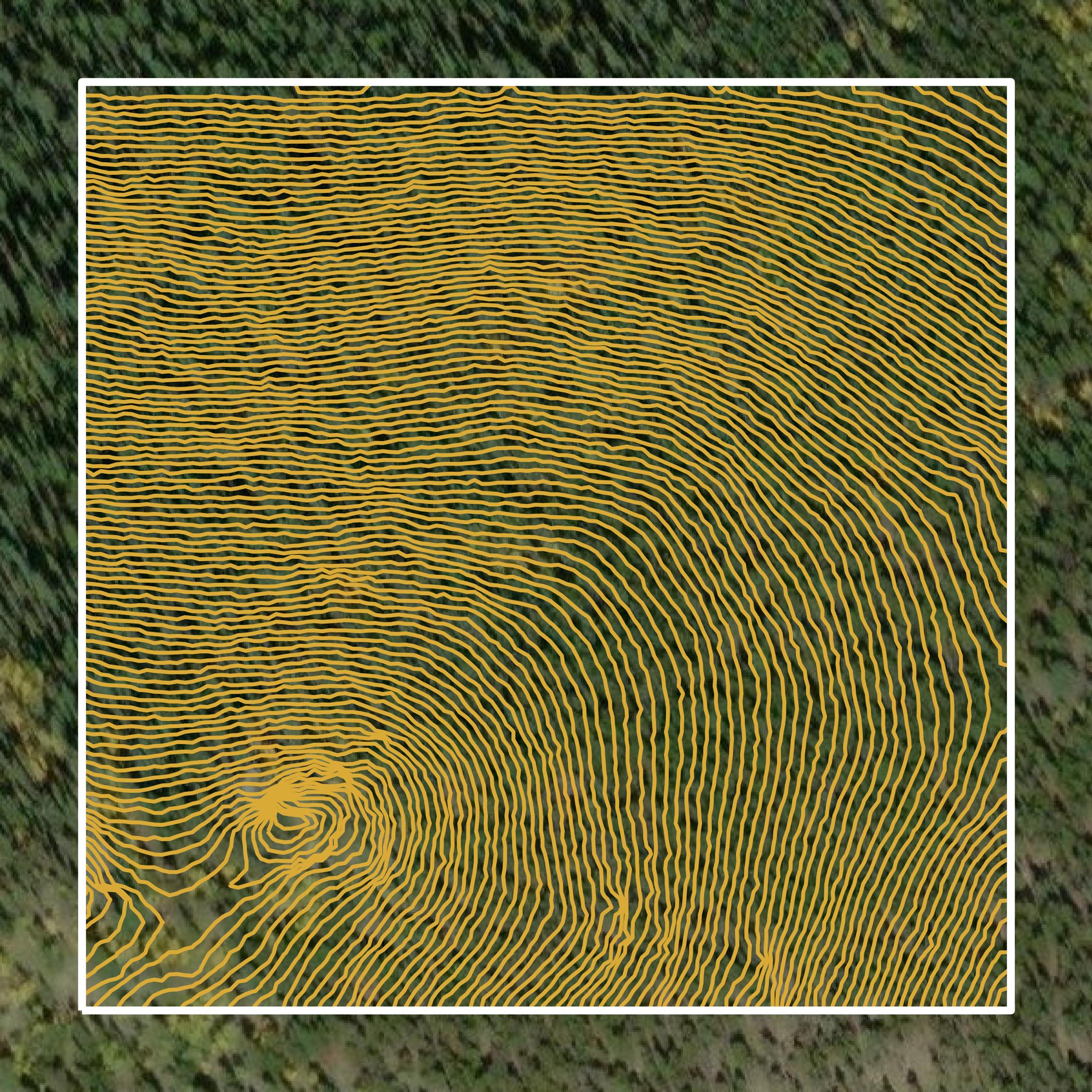 This image shows a contour map in Clear Creek County created using GIS data in Equator.