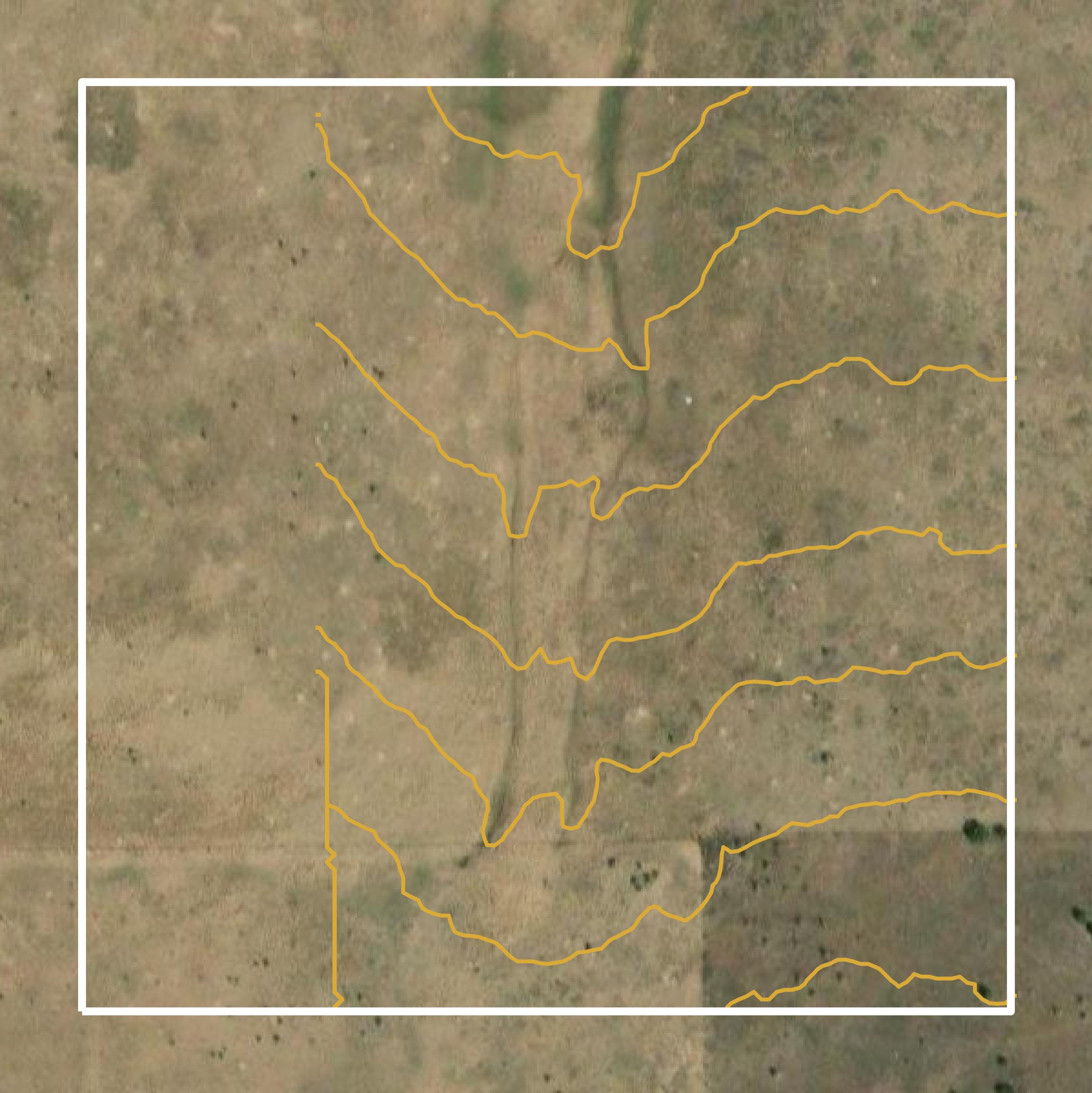 This image shows a contour map in Custer County created using GIS data in Equator.