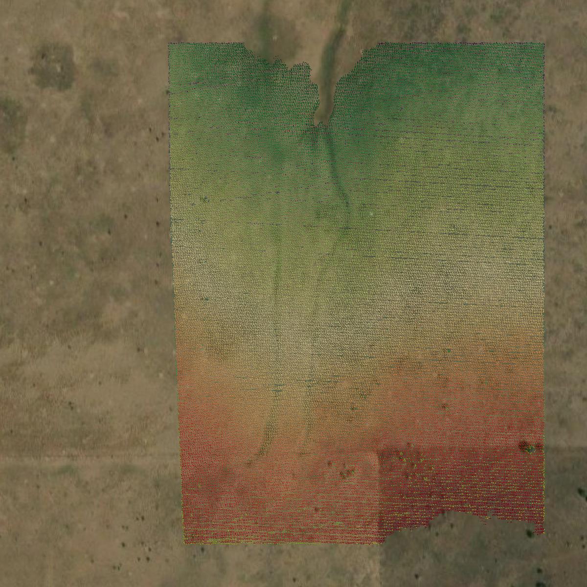 This image shows a LiDAR point cloud in Custer County created using GIS data in Equator.