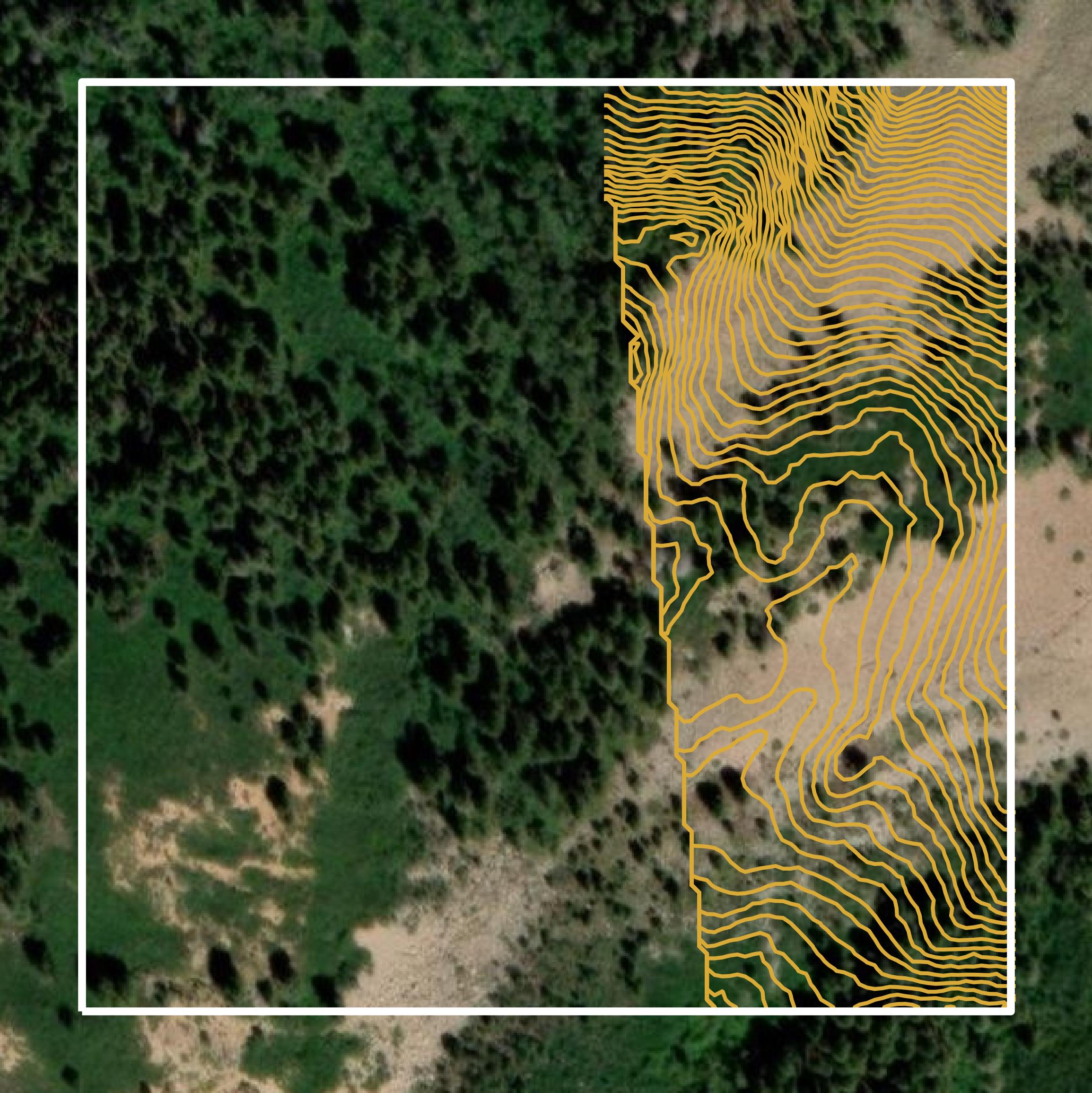 This image shows a contour map in Delta County created using GIS data in Equator.